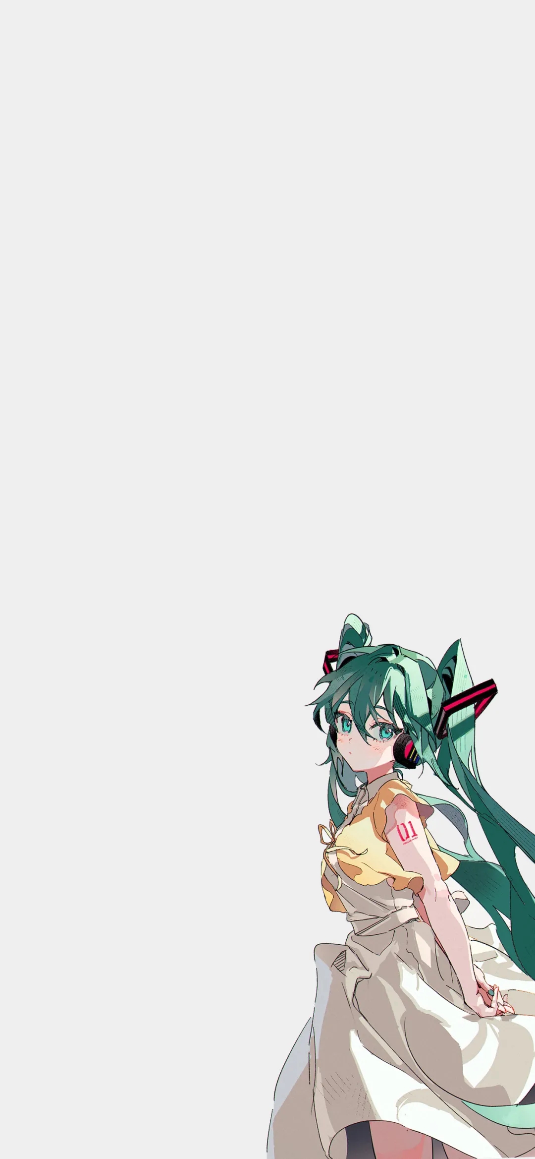 Anime 1080x2337 anime girls anime portrait display Vocaloid Hatsune Miku twintails simple background minimalism