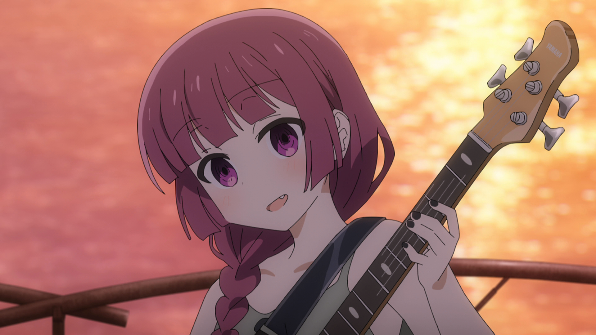 Anime 1920x1080 BOCCHI THE ROCK! anime girls guitar musical instrument braids looking at viewer long hair Anime screenshot