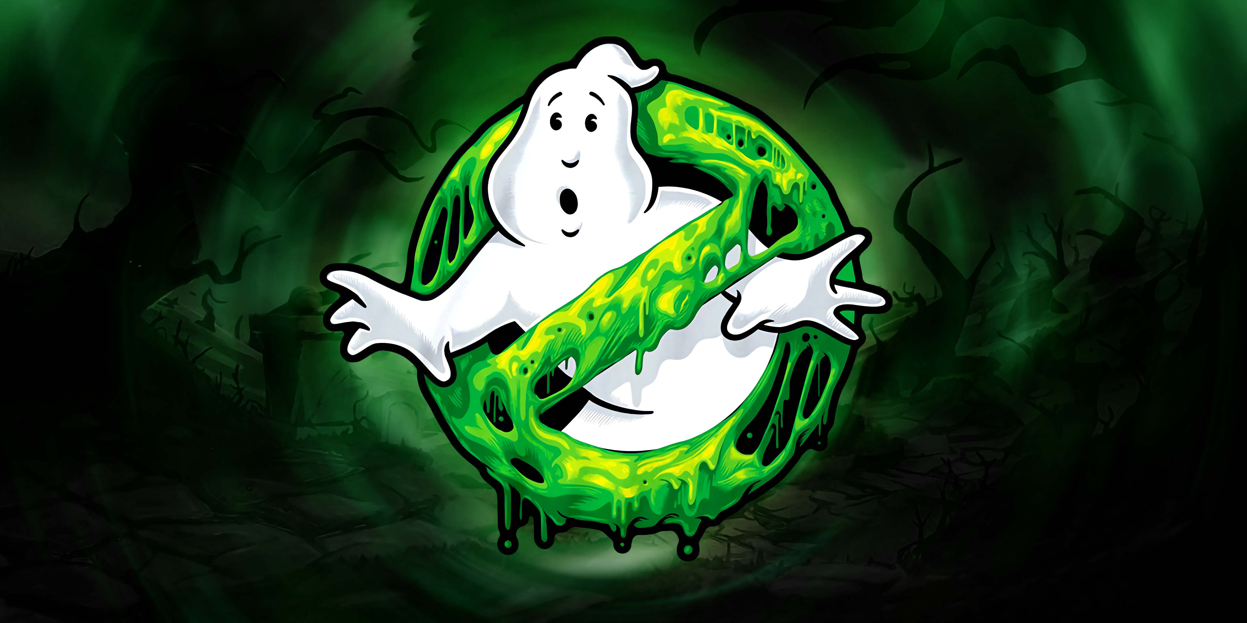 General 4320x2160 Ghostbusters logo spooky ghost simple background minimalism