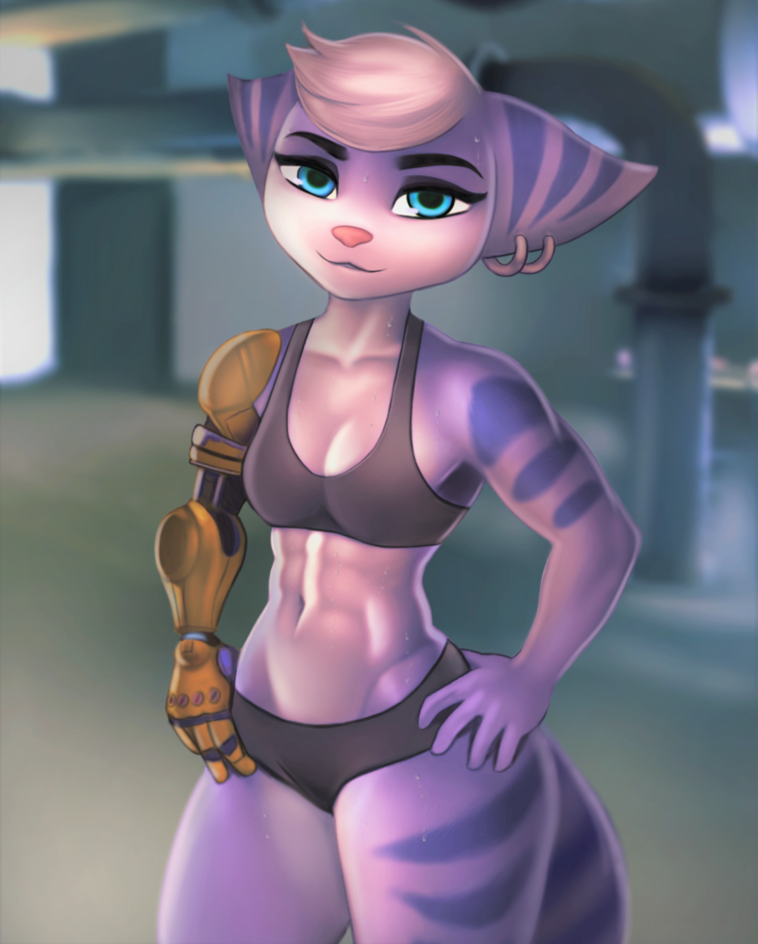 General 1100x1370 Rivet Ratchet & Clank video games furry girls video game girls underwear muscular Anthro furry abs aozee