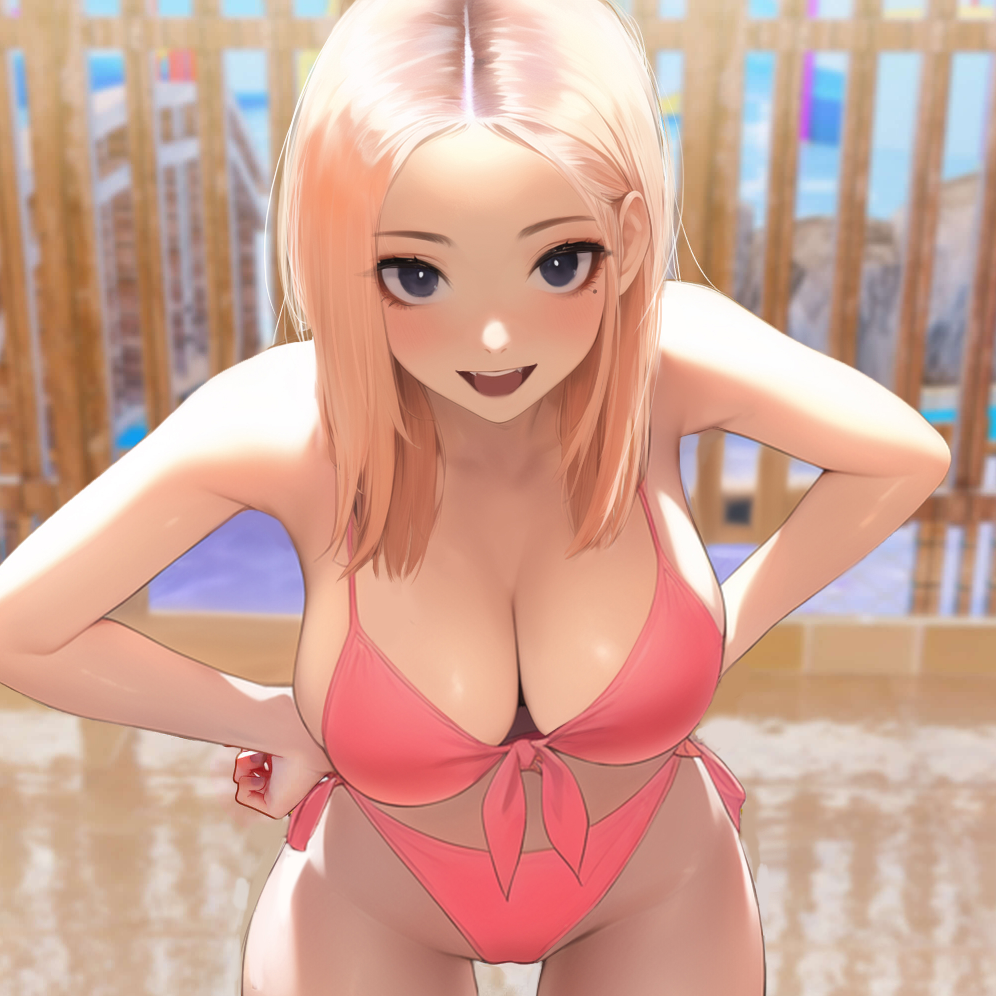 Anime 1993x1993 anime anime girls cleavage bikini big boobs blonde artwork Jungon