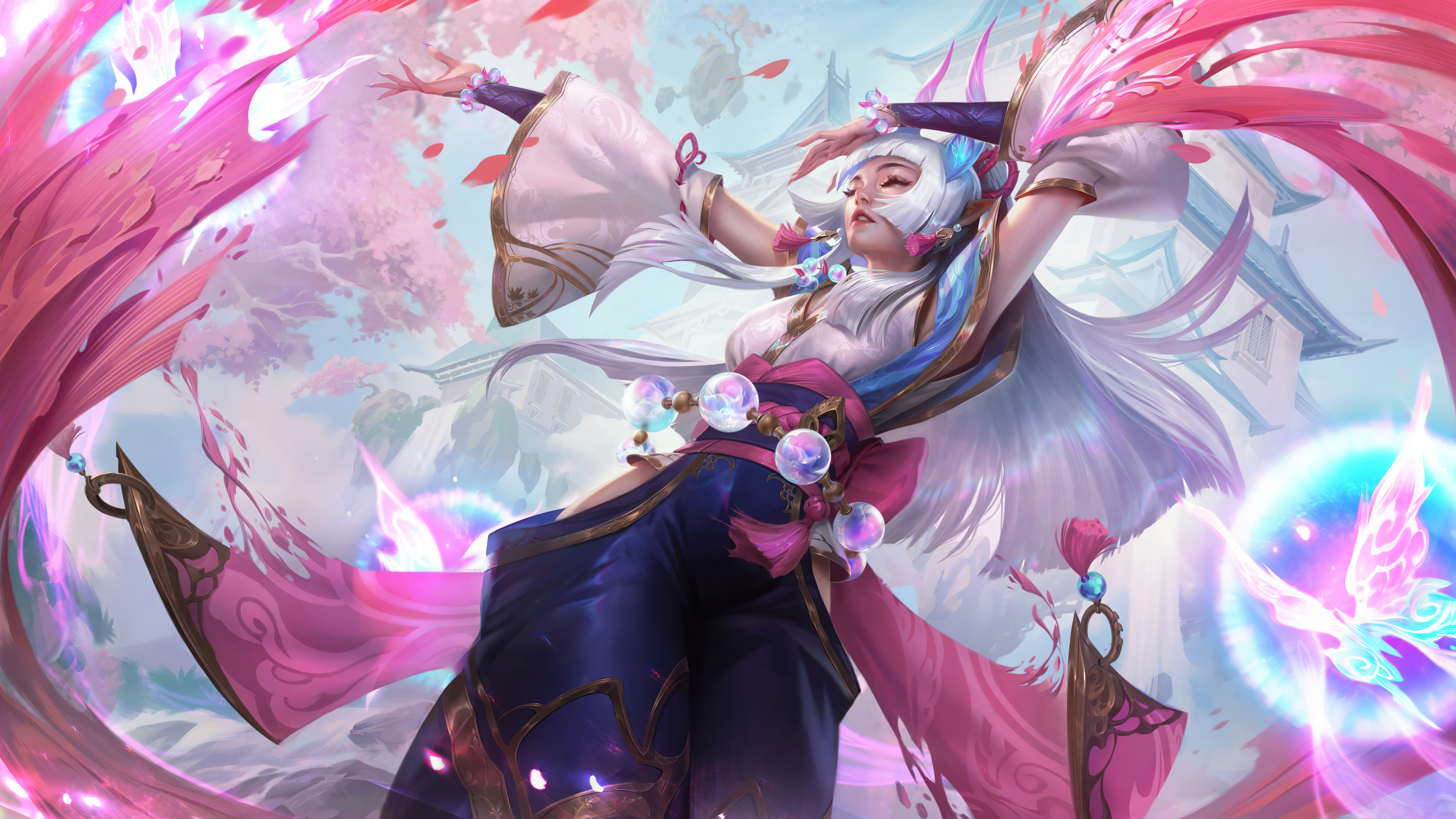 General 7680x4320 Syndra (League of Legends) Syndra spirit blossom Spirit Blossom (League of Legends) League of Legends digital art Riot Games 4K GZG video games video game characters