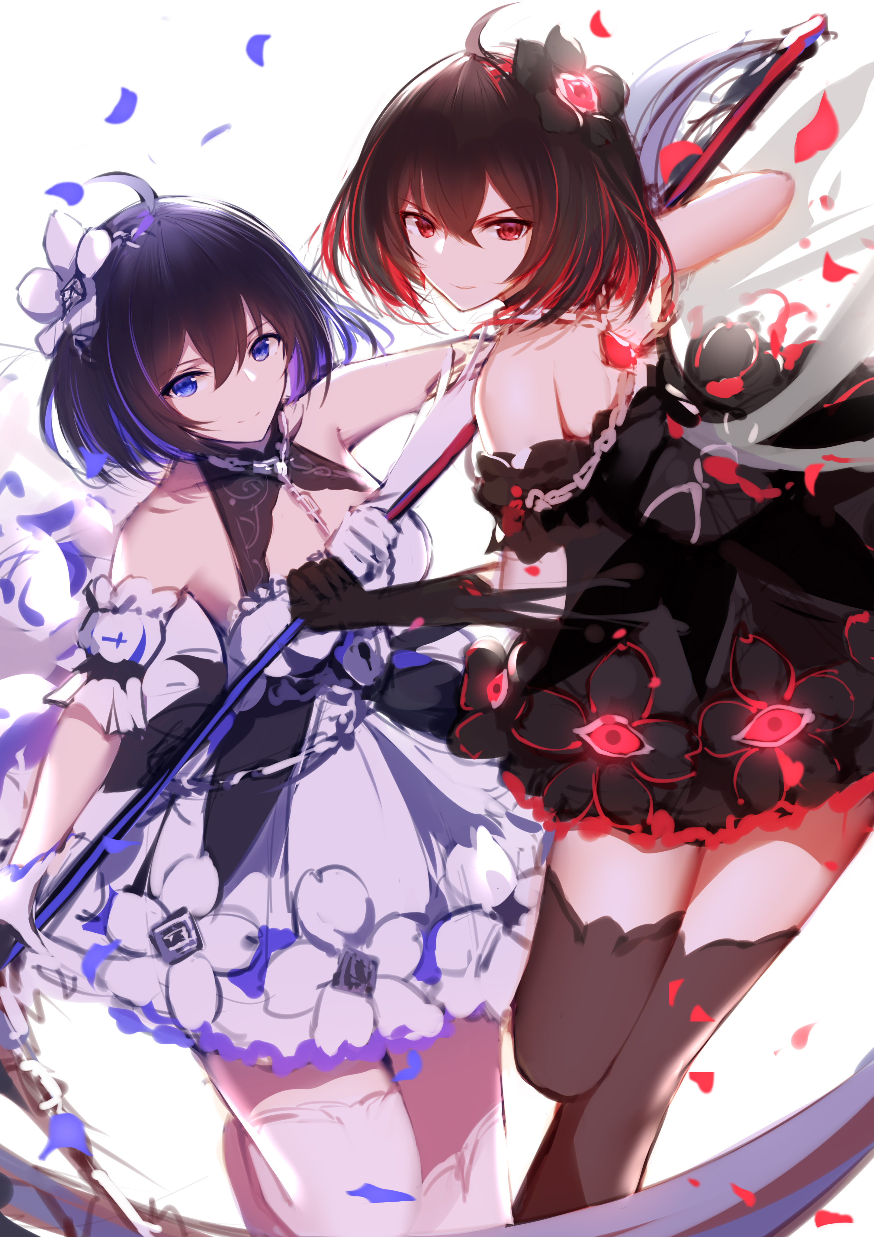 Anime 2894x4093 anime anime girls Honkai Impact Honkai Impact 3rd Seele Vollerei Yasuri artwork dress thigh-highs petals stockings weapon
