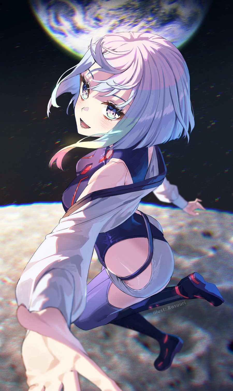 Anime 900x1512 Cyberpunk: Edgerunners Lucyna Kushinada (Cyberpunk: Edgerunners) anime girls portrait display looking at viewer planet space solo