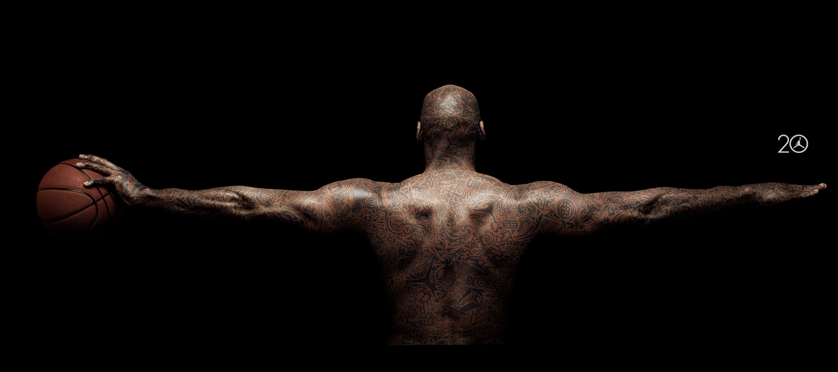 People 2800x1245 Michael Jordan Air Jordan basketball black men men black background tattoo dark background bareback bald simple background low light