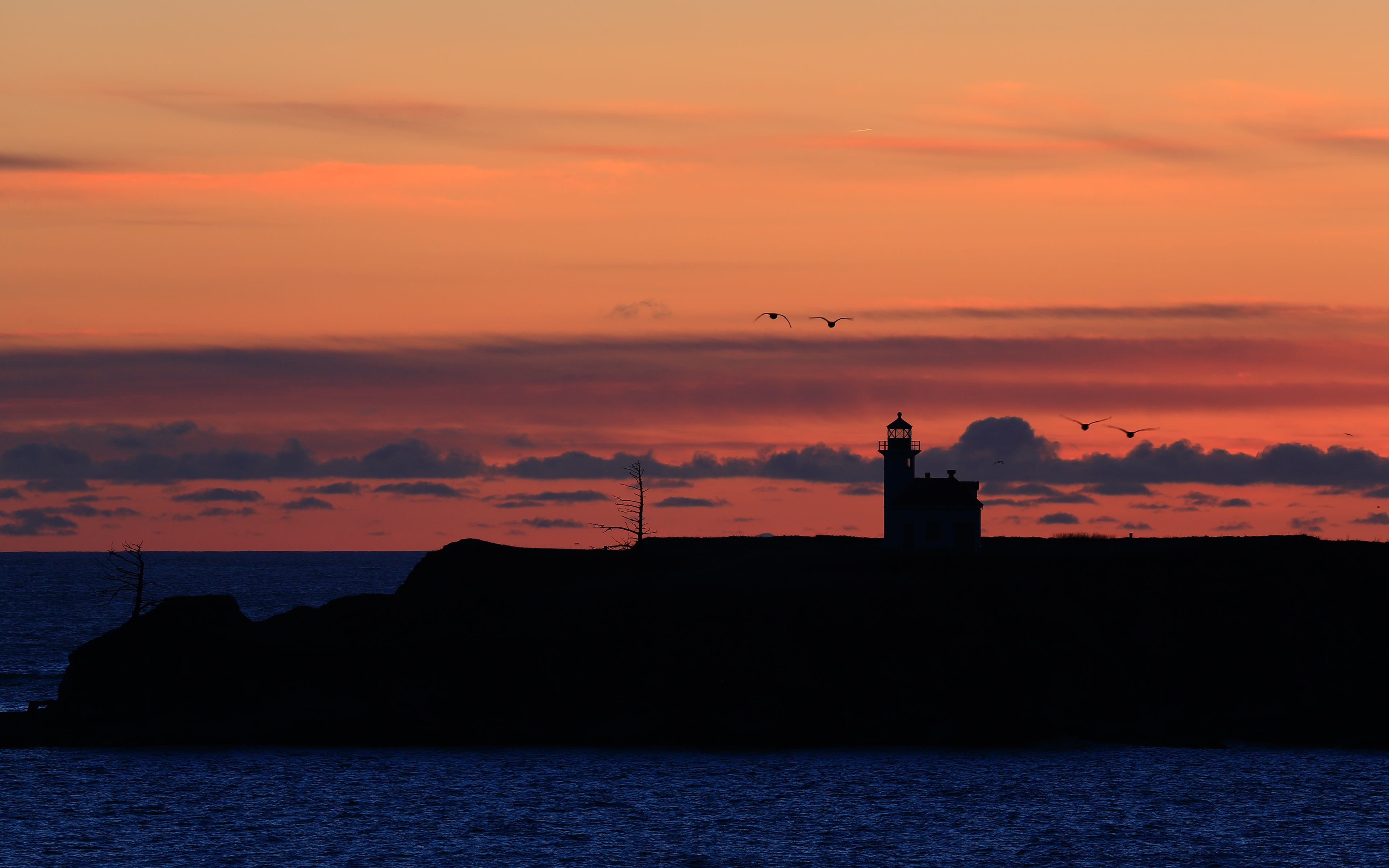 General 3840x2400 landscape nature silhouette sunset lighthouse