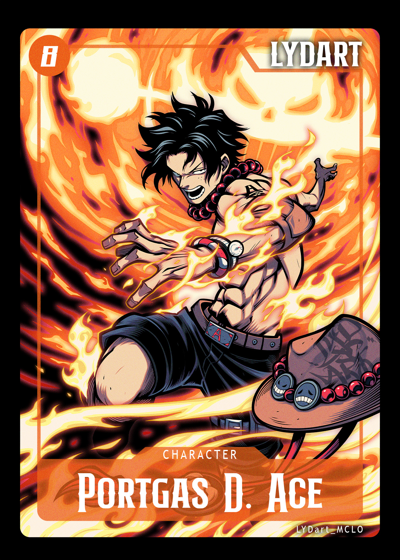 Anime 1287x1800 One Piece LYDart_Mclo @PotatoKingTCG Portgas D. Ace fire anime boys anime hat Trading Card Games cards