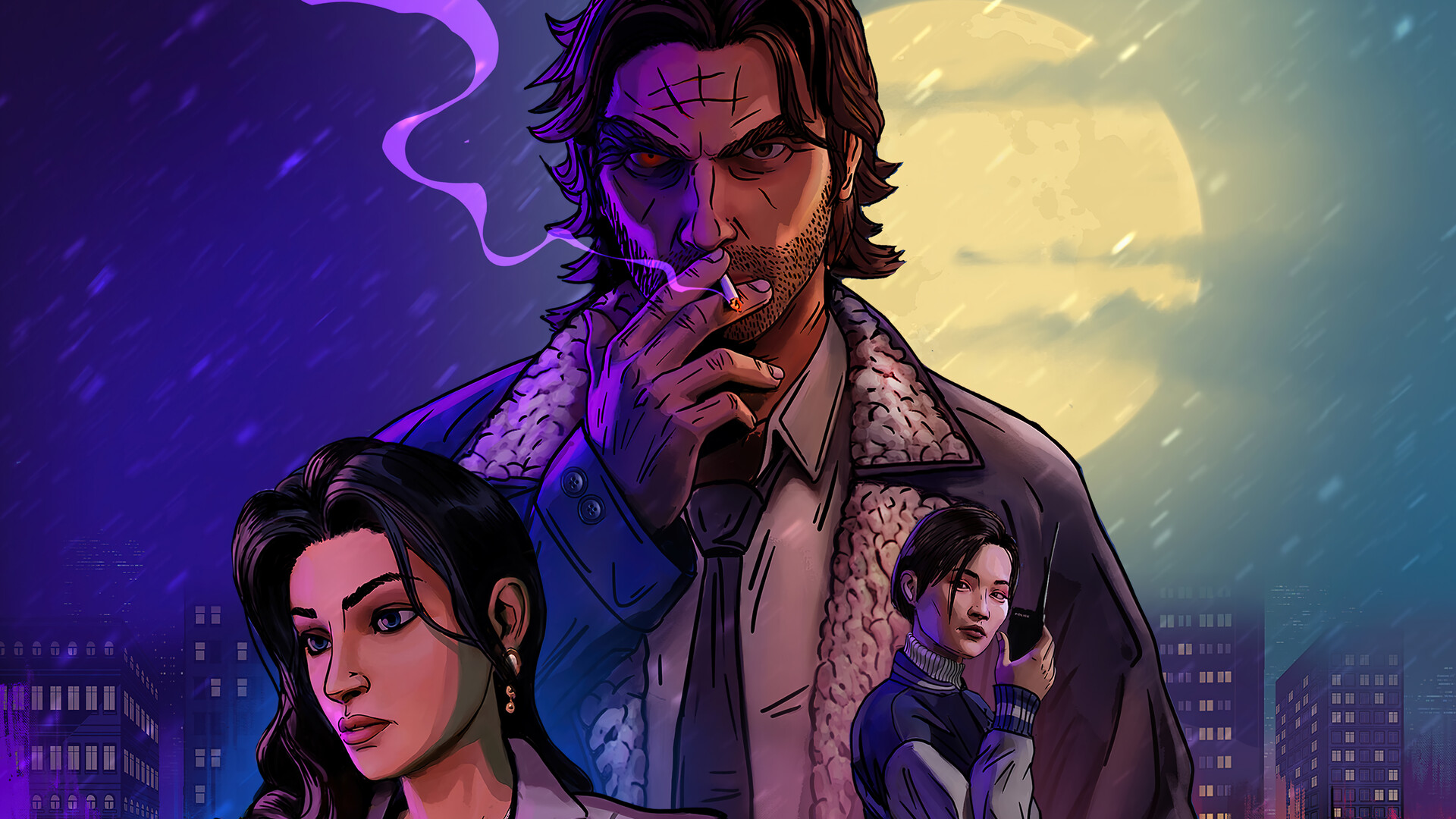 General 1920x1080 The Wolf Among Us The Big Bad Wolf Telltale Games PC gaming video games A Telltale Games Series smoking full moon