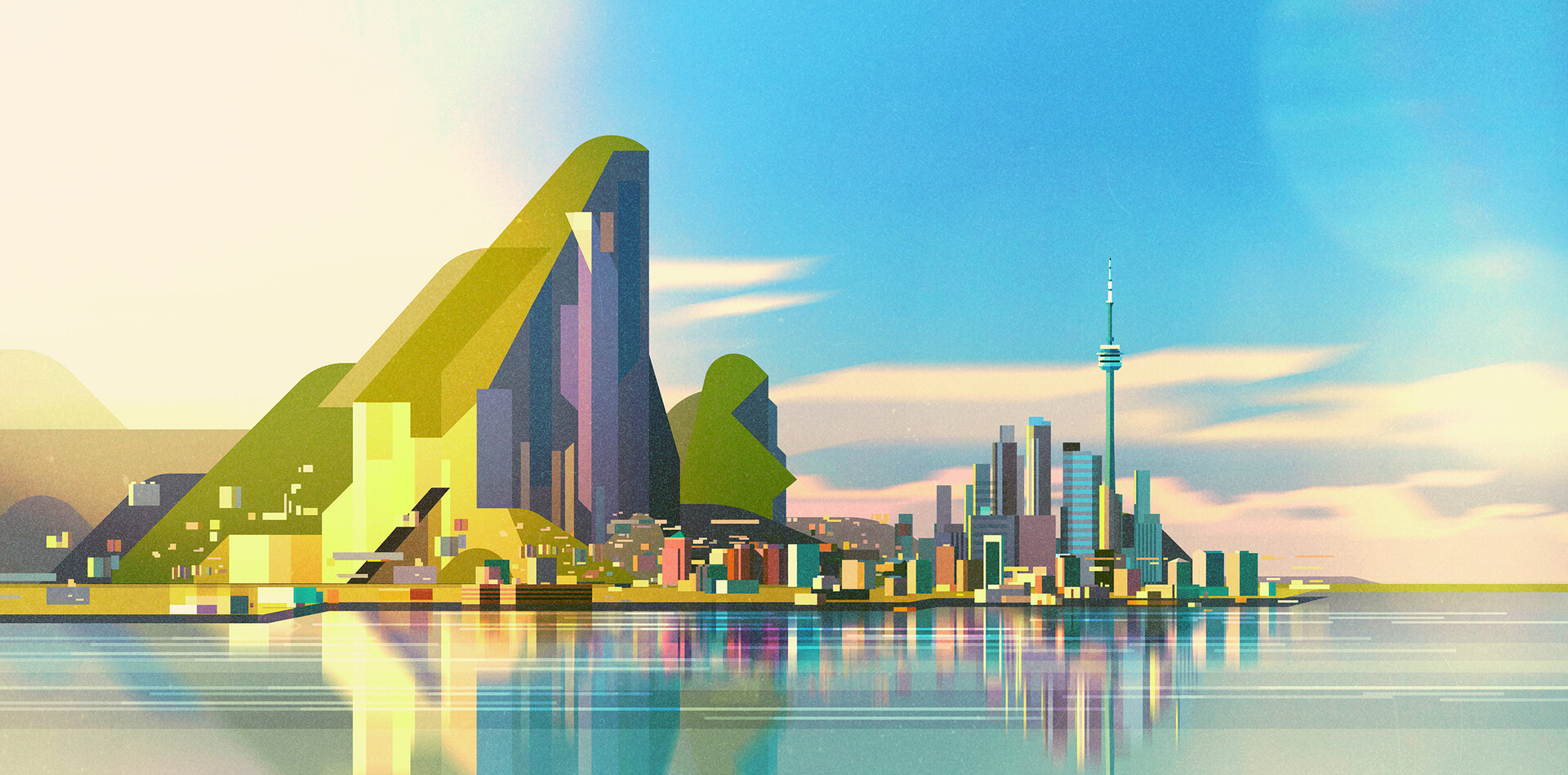 General 1920x949 mountain view water reflection skyscraper building tower city sky James Gilleard