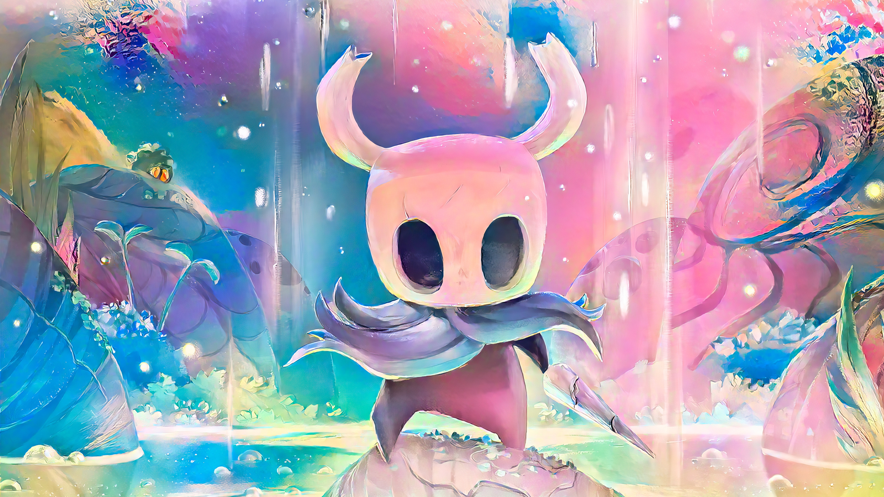 General 2857x1607 dar0z AI art Hollow Knight weapon digital art video games video game art water video game characters looking at viewer scarf
