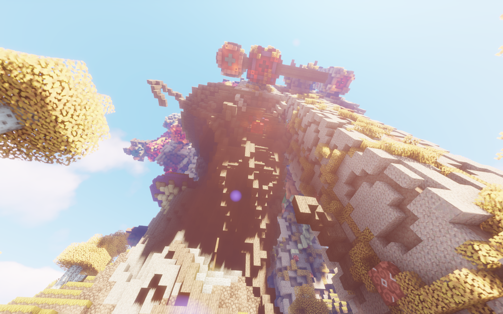 General 1920x1200 Minecraft shaders video games CGI video game art cube sky clouds trees screen shot