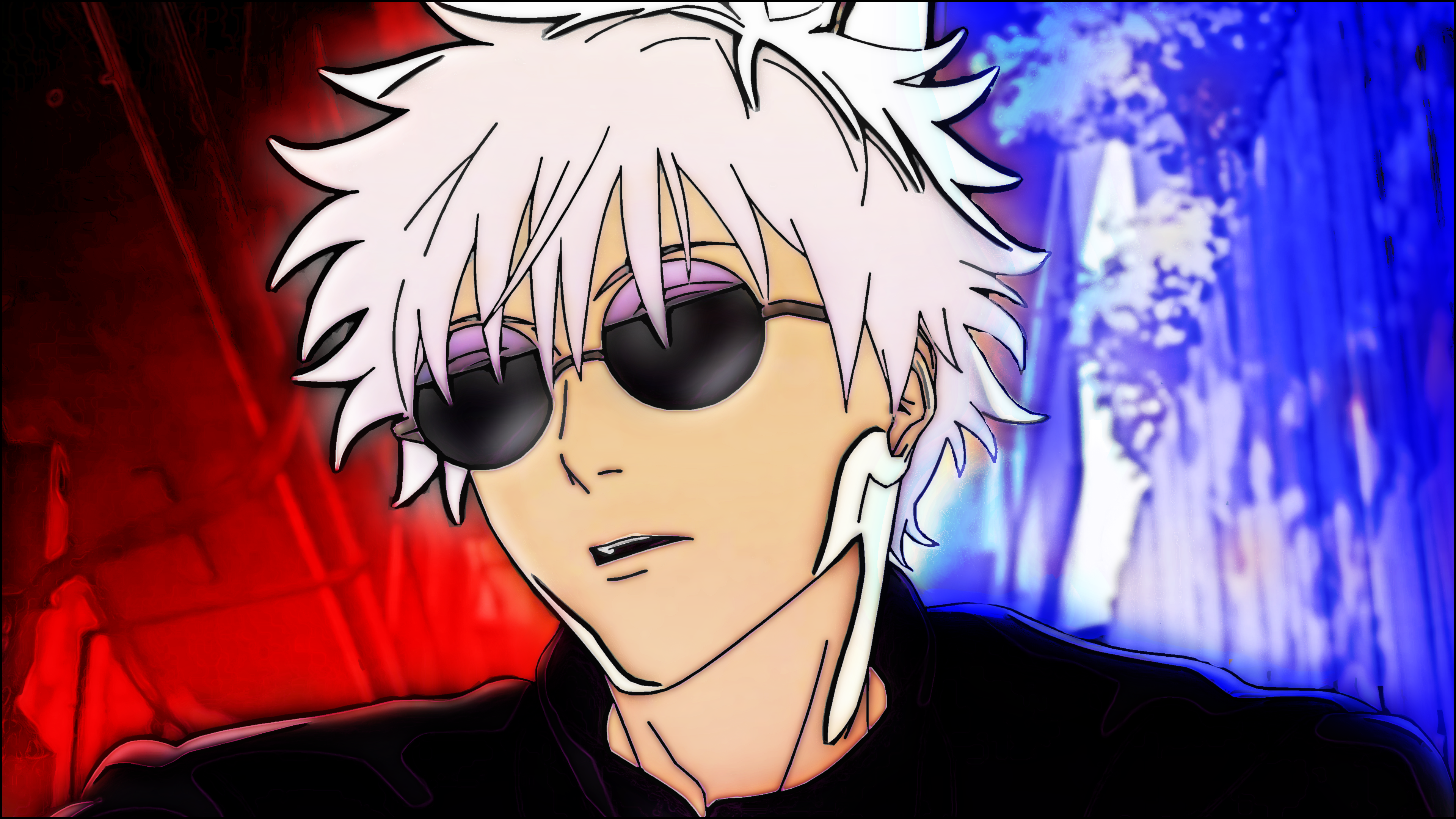 Anime 3840x2160 Satoru Gojo Jujutsu Kaisen anime anime boys white hair sunglasses face simple background minimalism