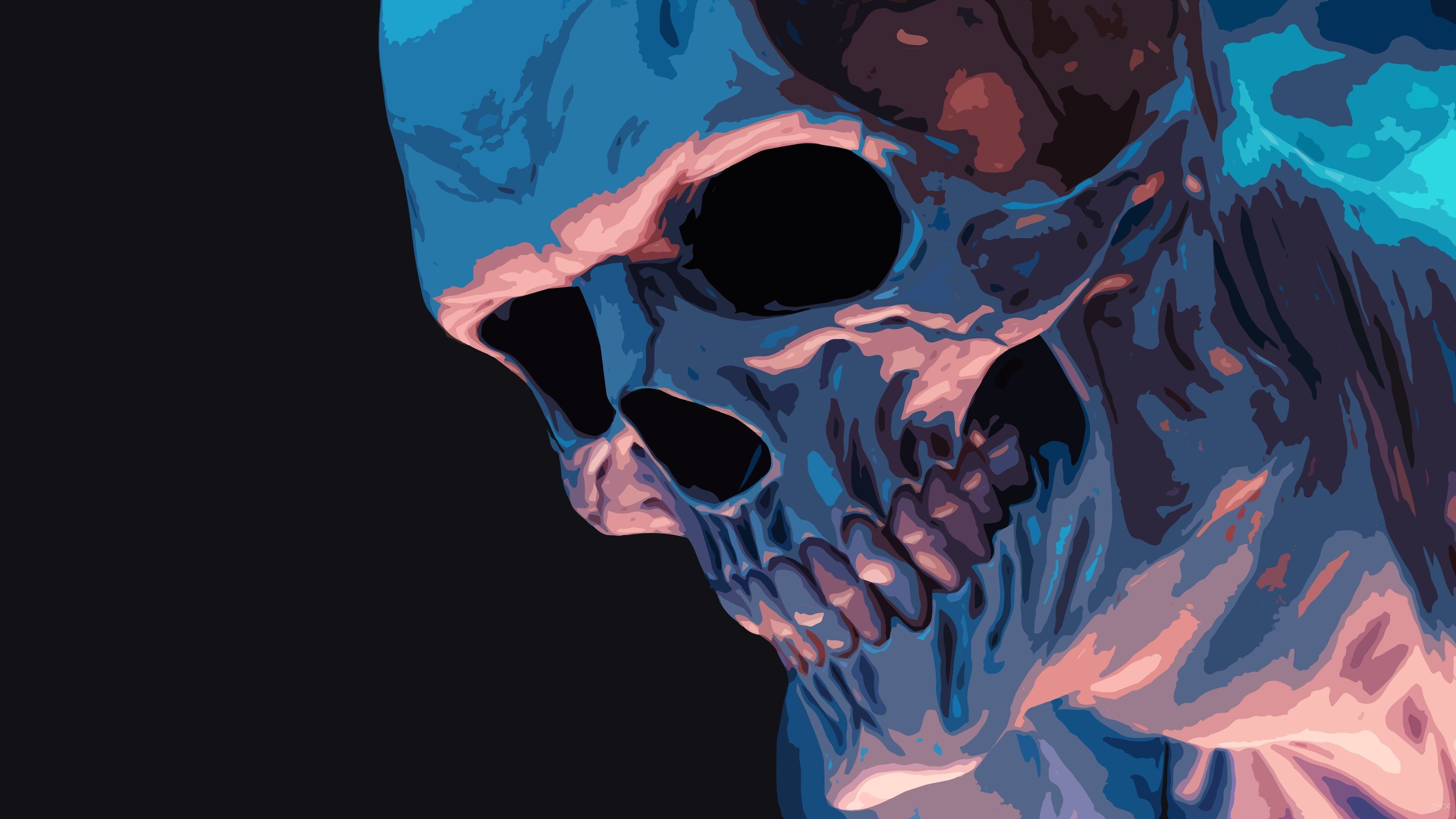 General 3840x2160 skull face bones skull and bones simple background black background teeth minimalism drawing