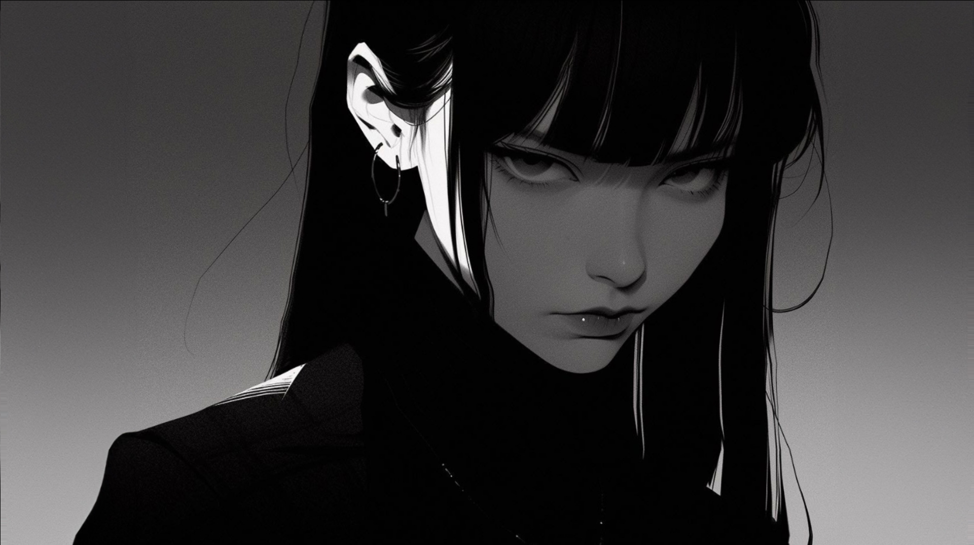 General 1921x1075 anime girls art installation monochrome Noir Art