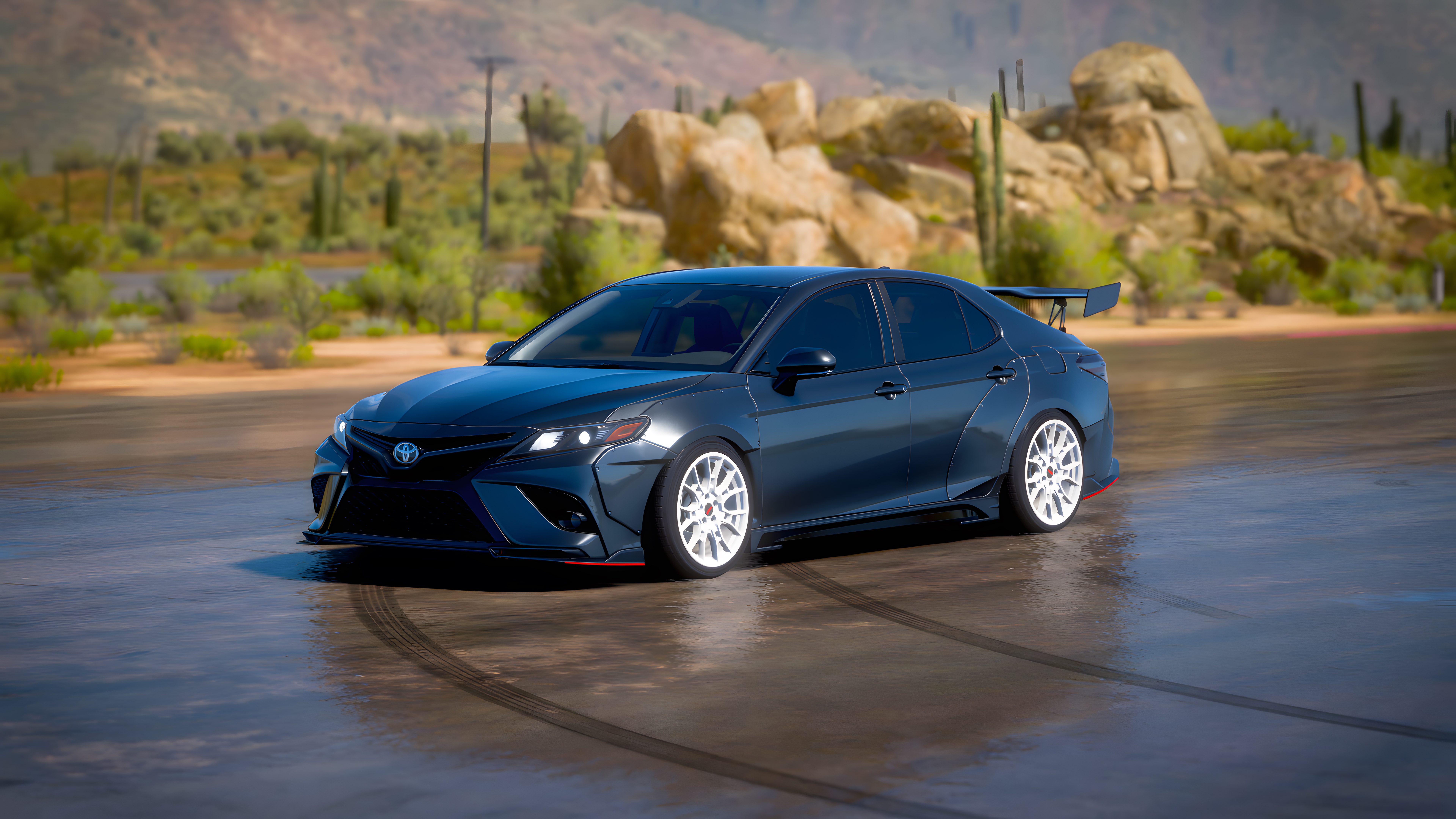 General 7680x4320 Forza Horizon 5 car Toyota Toyota Camry desert Mexico rear wing video game car Japanese cars bodykit Turn 10 Studios PlaygroundGames Xbox Game Studios