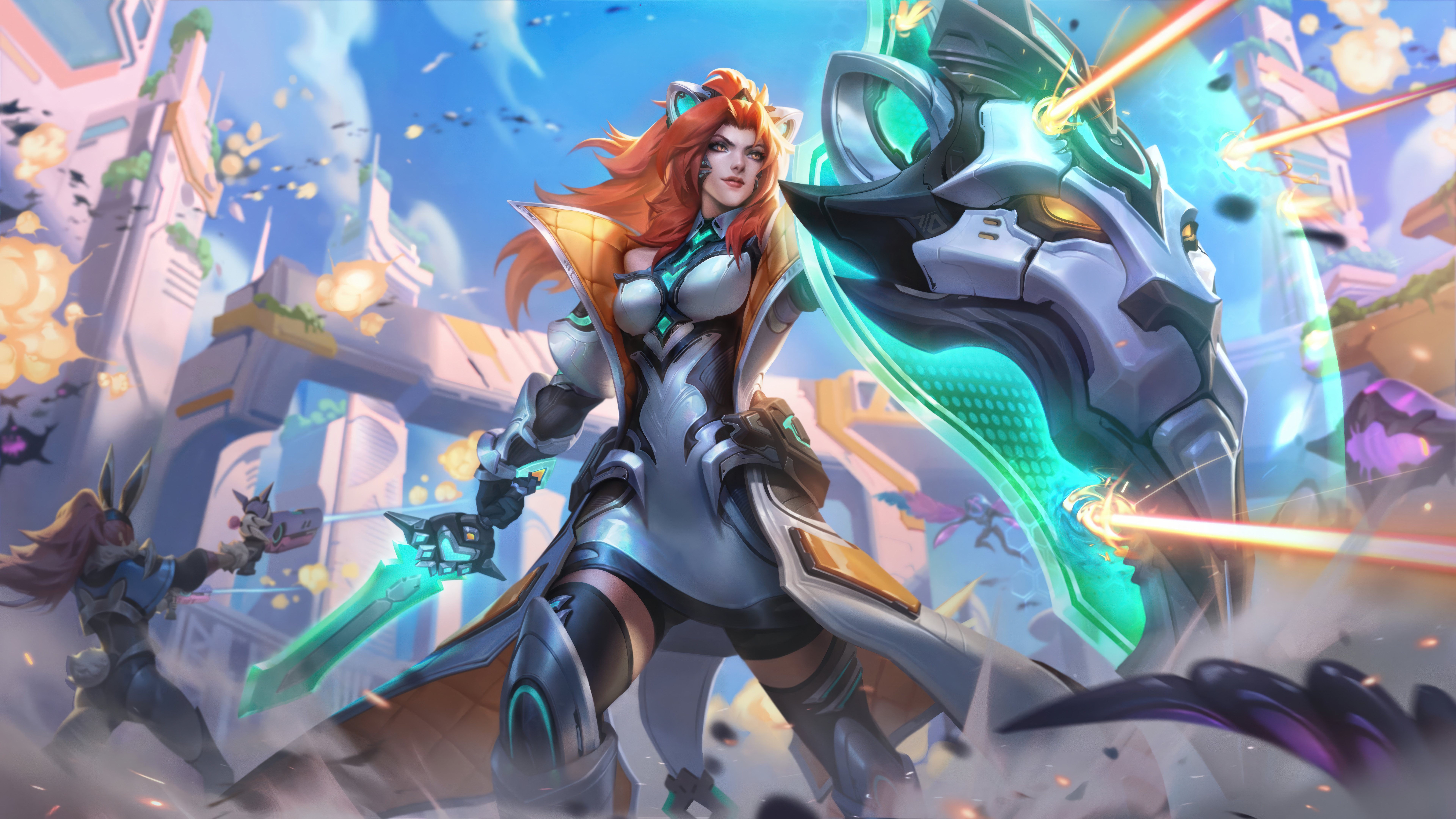 General 7680x4320 League of Legends digital art Riot Games GZG 4K video games Leona (League of Legends) Battle Cat (League of Legends)