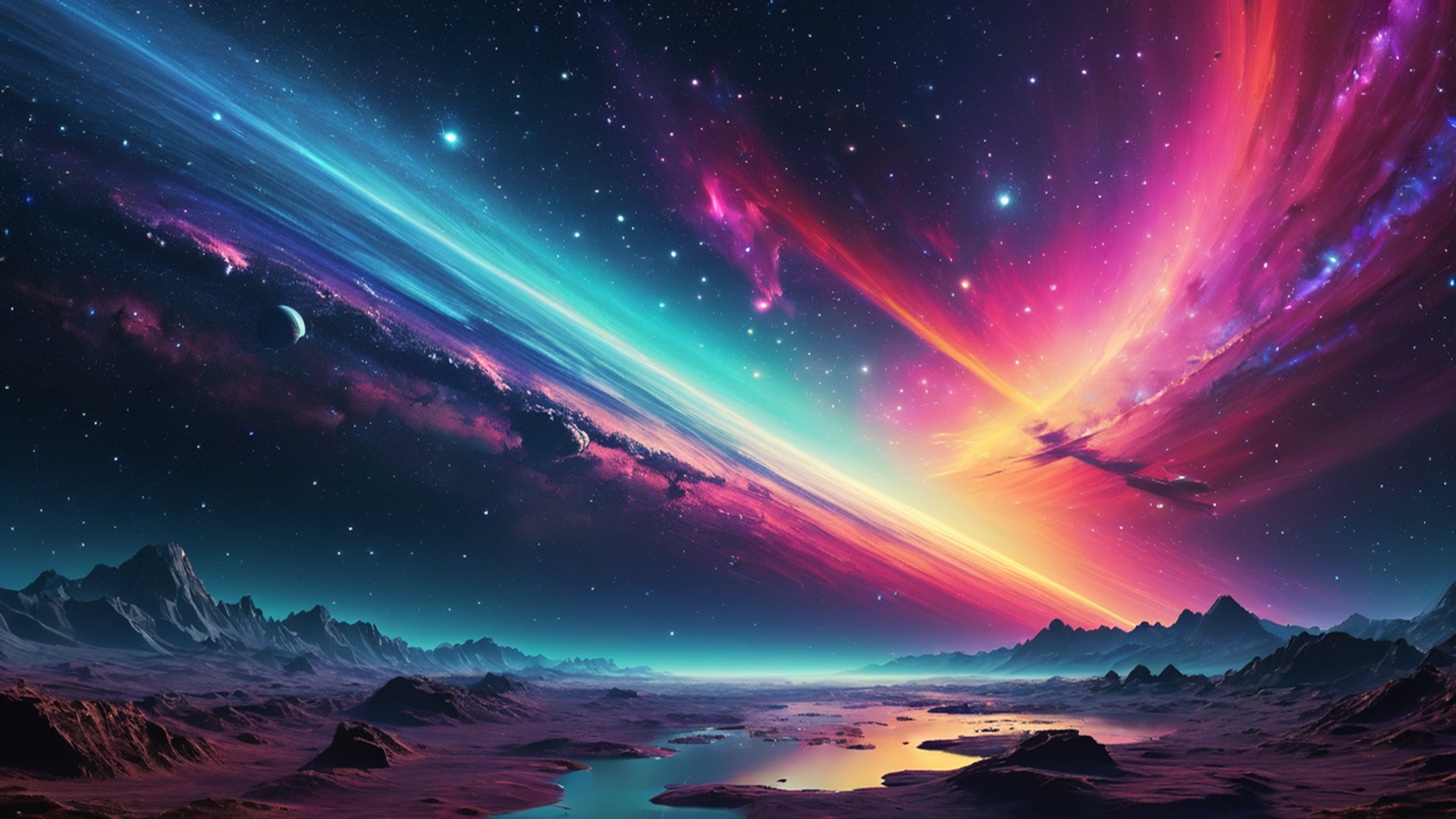 General 1920x1080 AI art space colorful sky bright background Bright colors