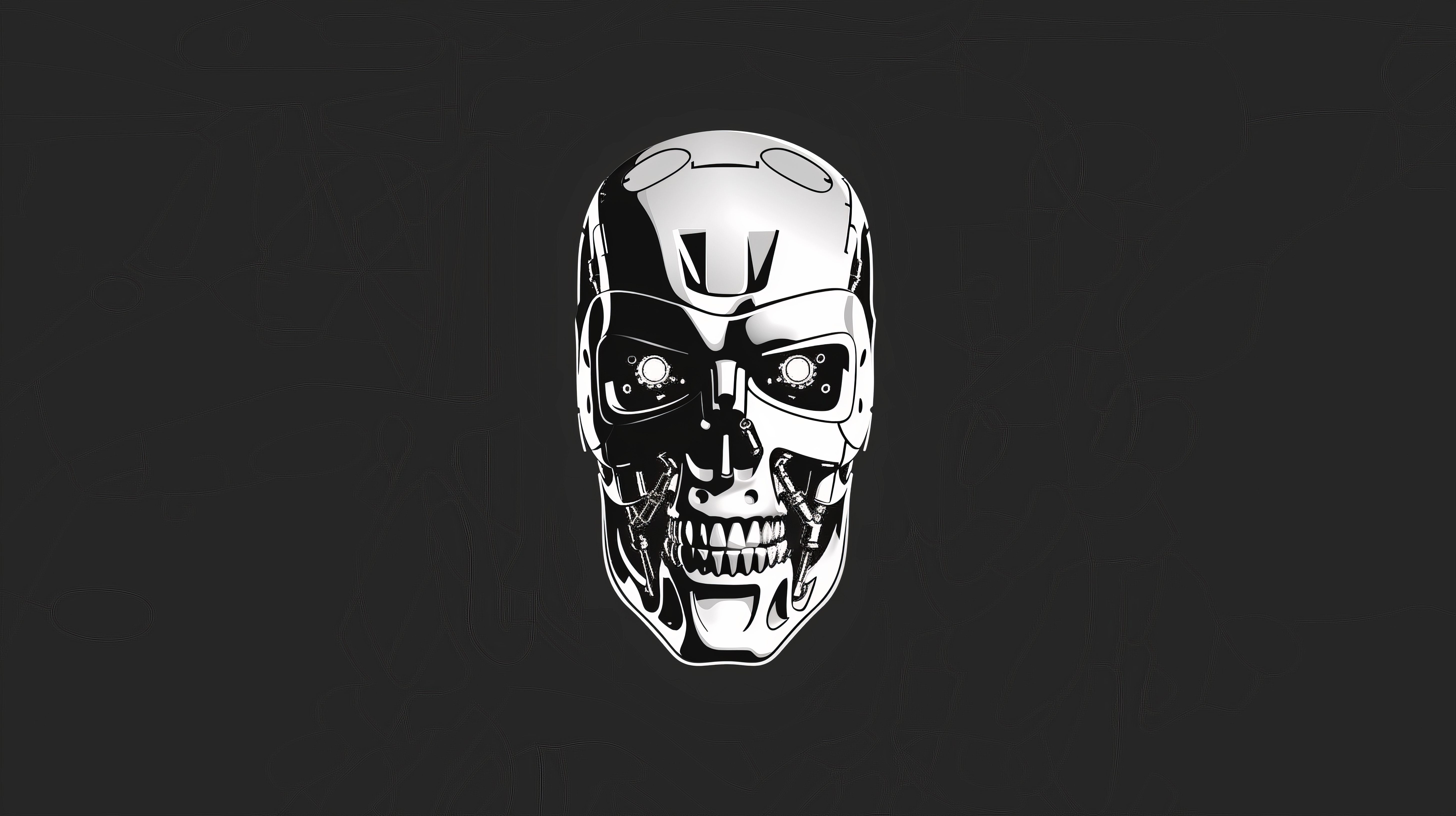 General 5824x3264 AI art Terminator vector minimalism skull robot cyborg simple background face