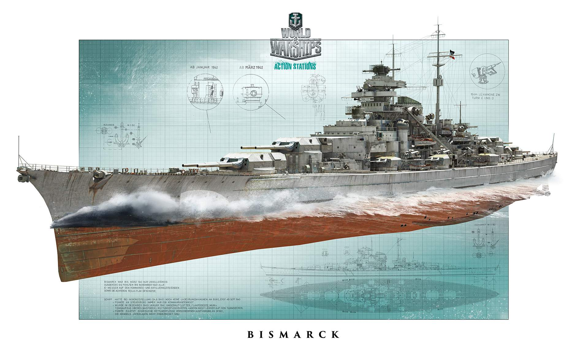 General 1905x1135 Bismarck (ship) World of Warships  video games artwork ship Battleships Kriegsmarine wargaming