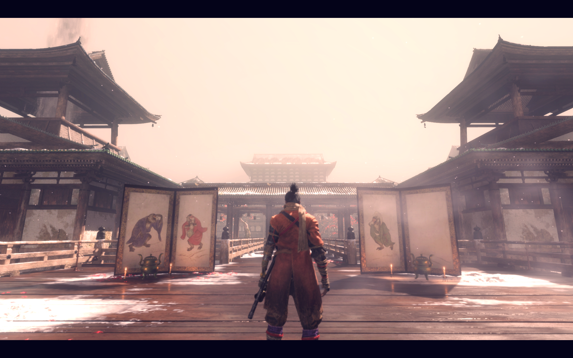 General 1920x1200 Sekiro: Shadows Die Twice cinematic video games video game characters CGI video game art screen shot monkey animals snow temple