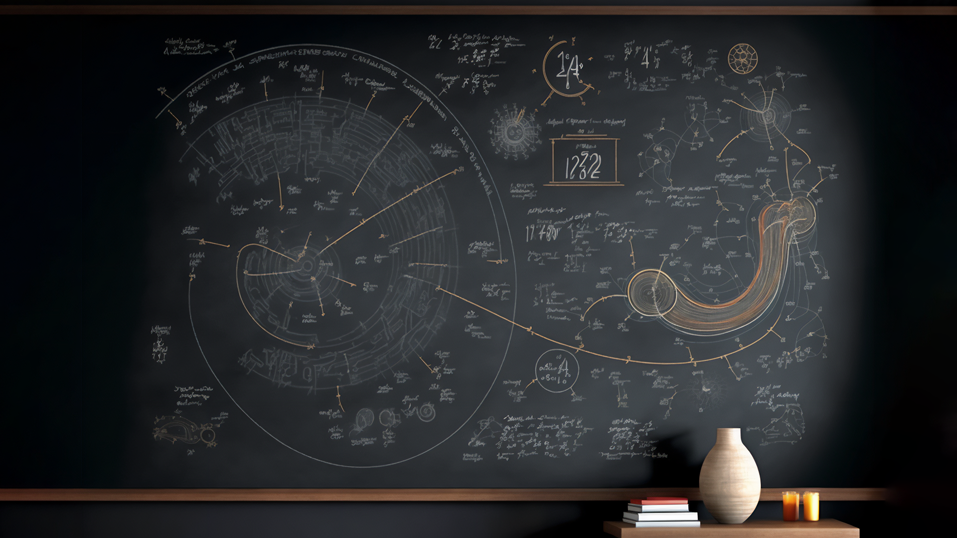 General 1920x1080 AI art blackboard math equation mathematics space theorem time space