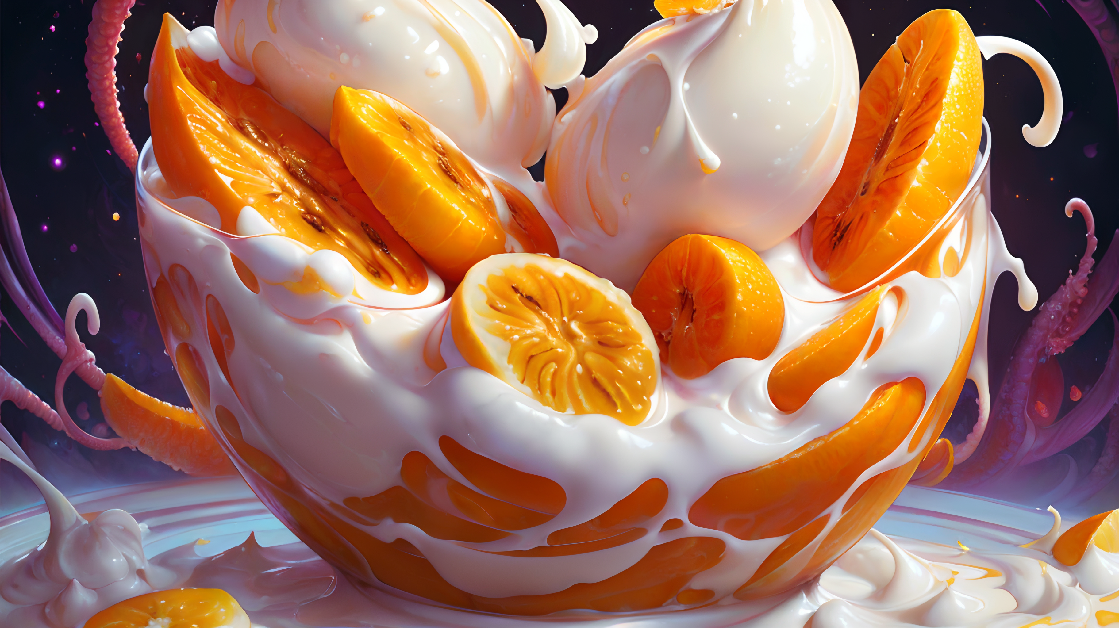 General 3648x2048 AI art fruit cream orange (fruit) ice cream food