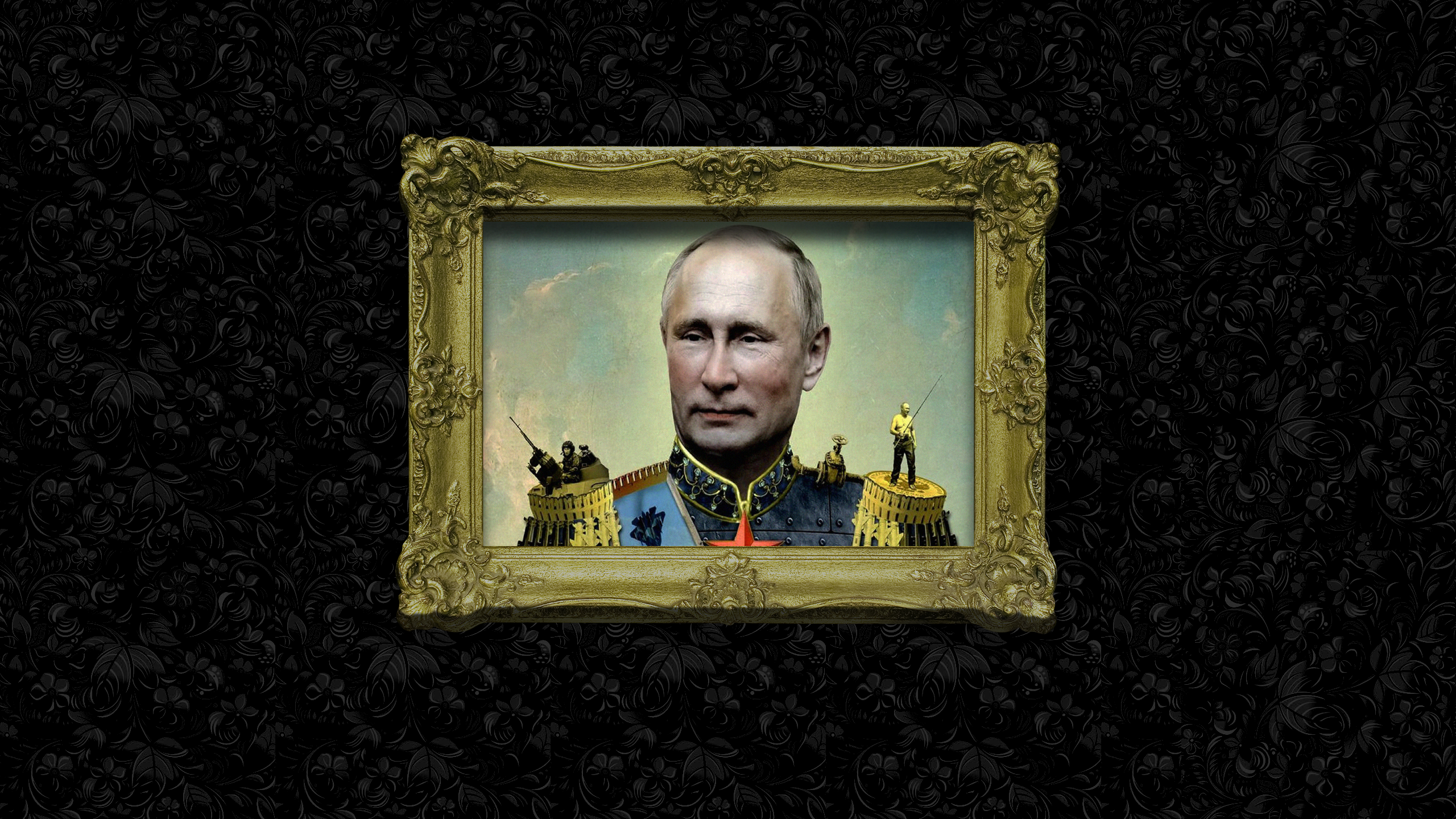 People 2560x1440 Vladimir Putin black background Russia presidents Baroque KGB politics humor propaganda dictators