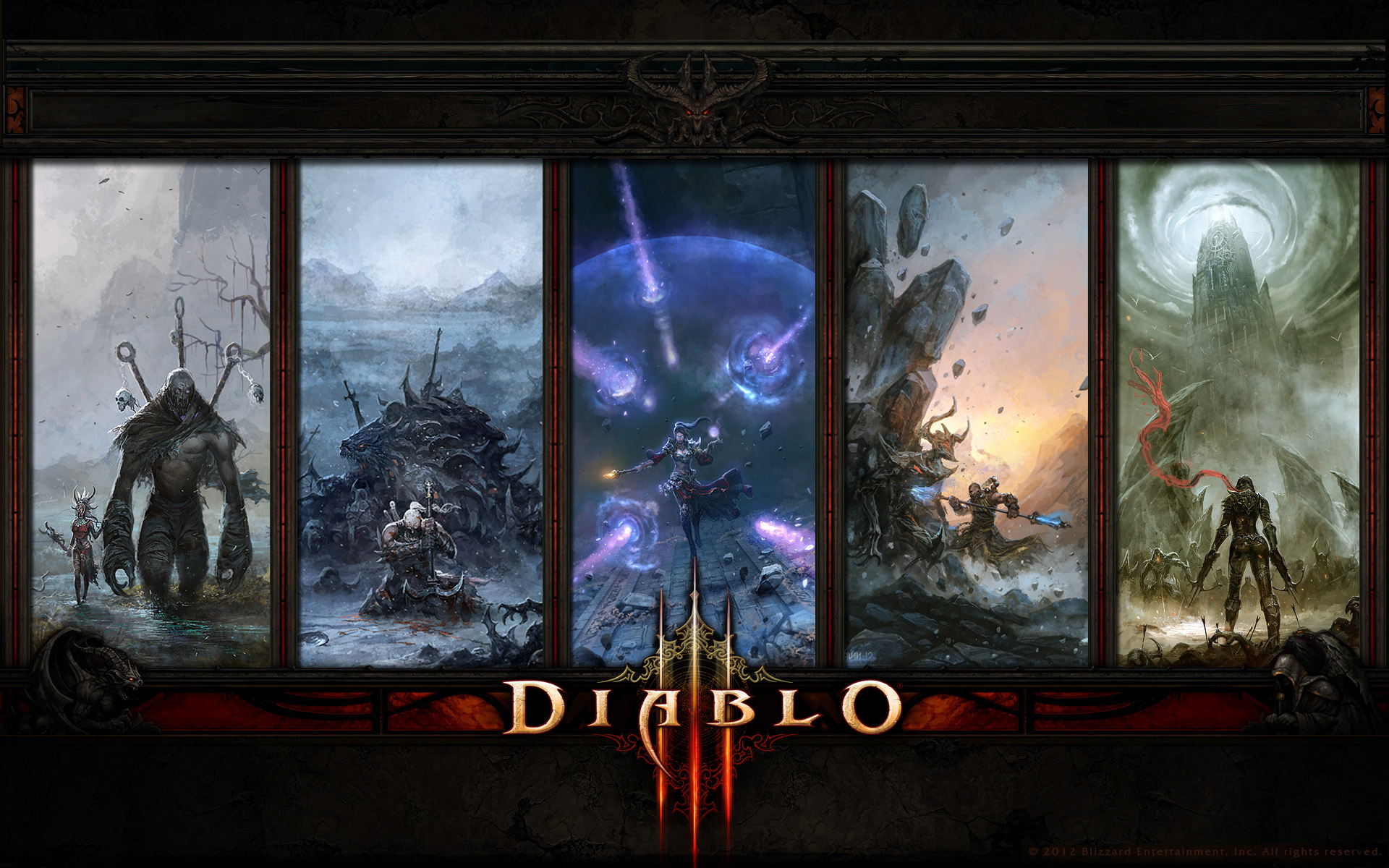 General 1920x1200 Diablo III RPG Blizzard Entertainment panels collage video games PC gaming fantasy art video game art 2012 (Year)