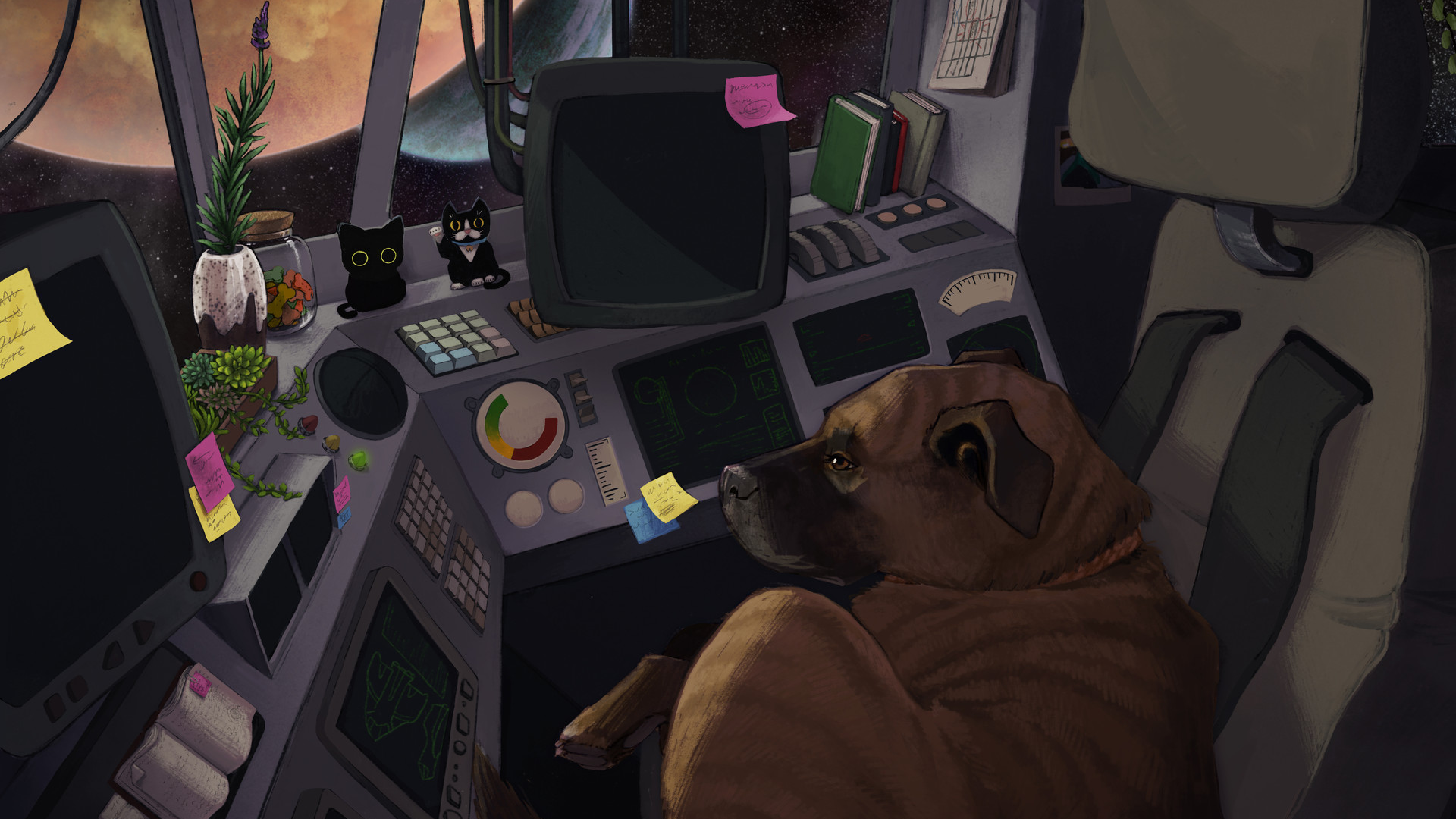 General 1920x1080 space astronomy spaceship dog
