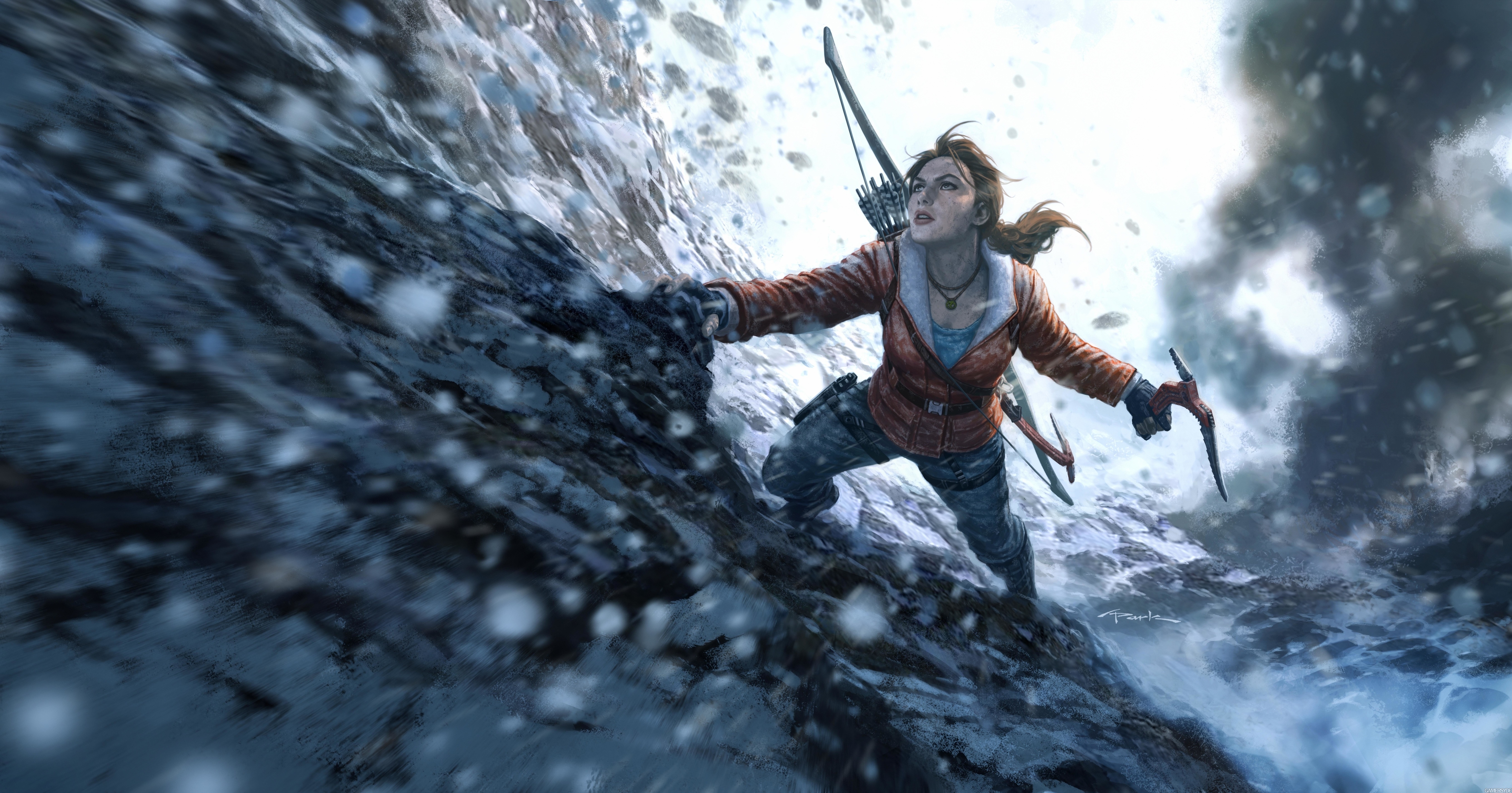General 6000x3147 Rise of the Tomb Raider Tomb Raider Lara Croft (Tomb Raider) video game art video game girls video game characters Climbing Hooks women