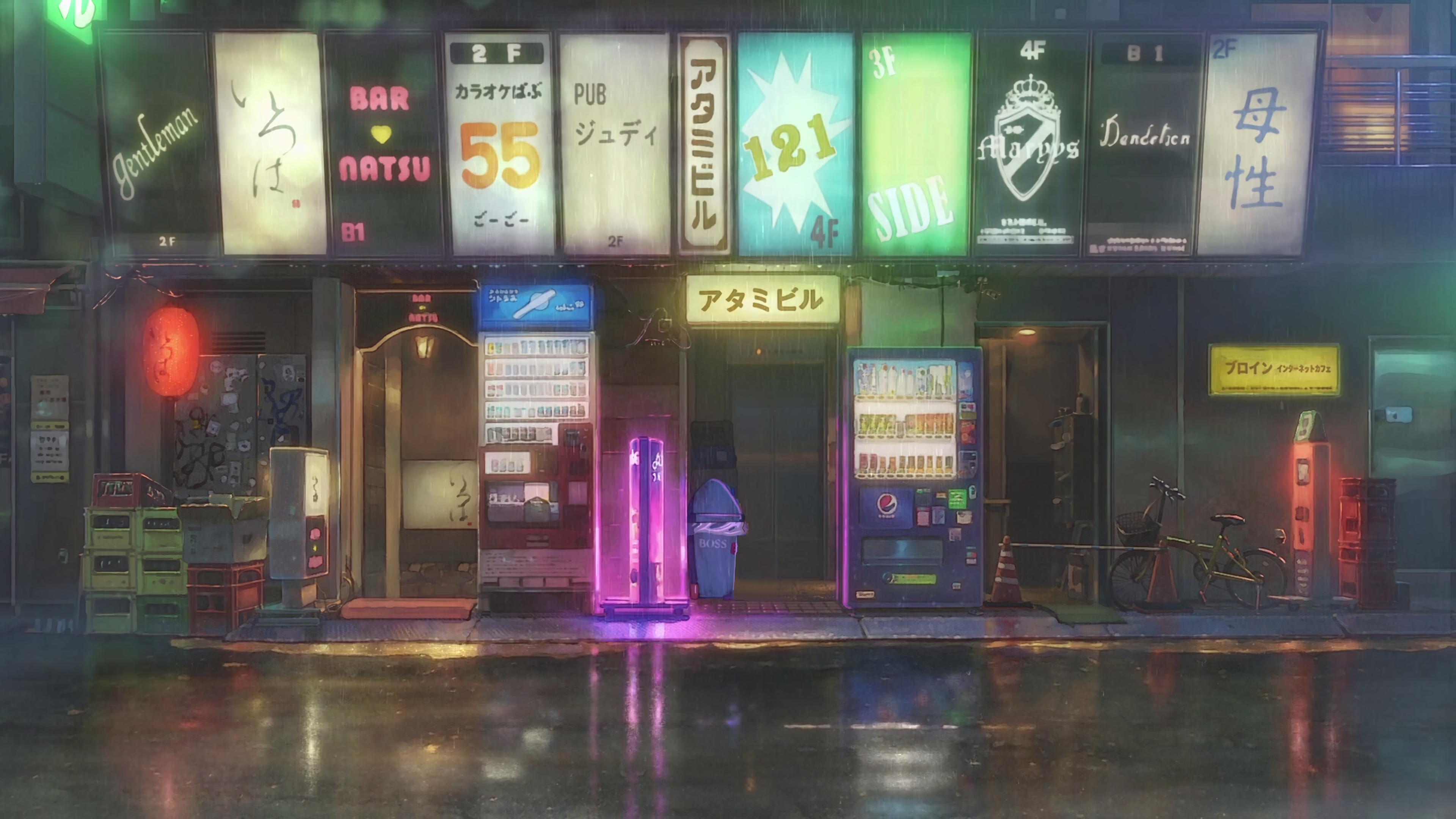 Anime 3840x2160 anime Japan city rain