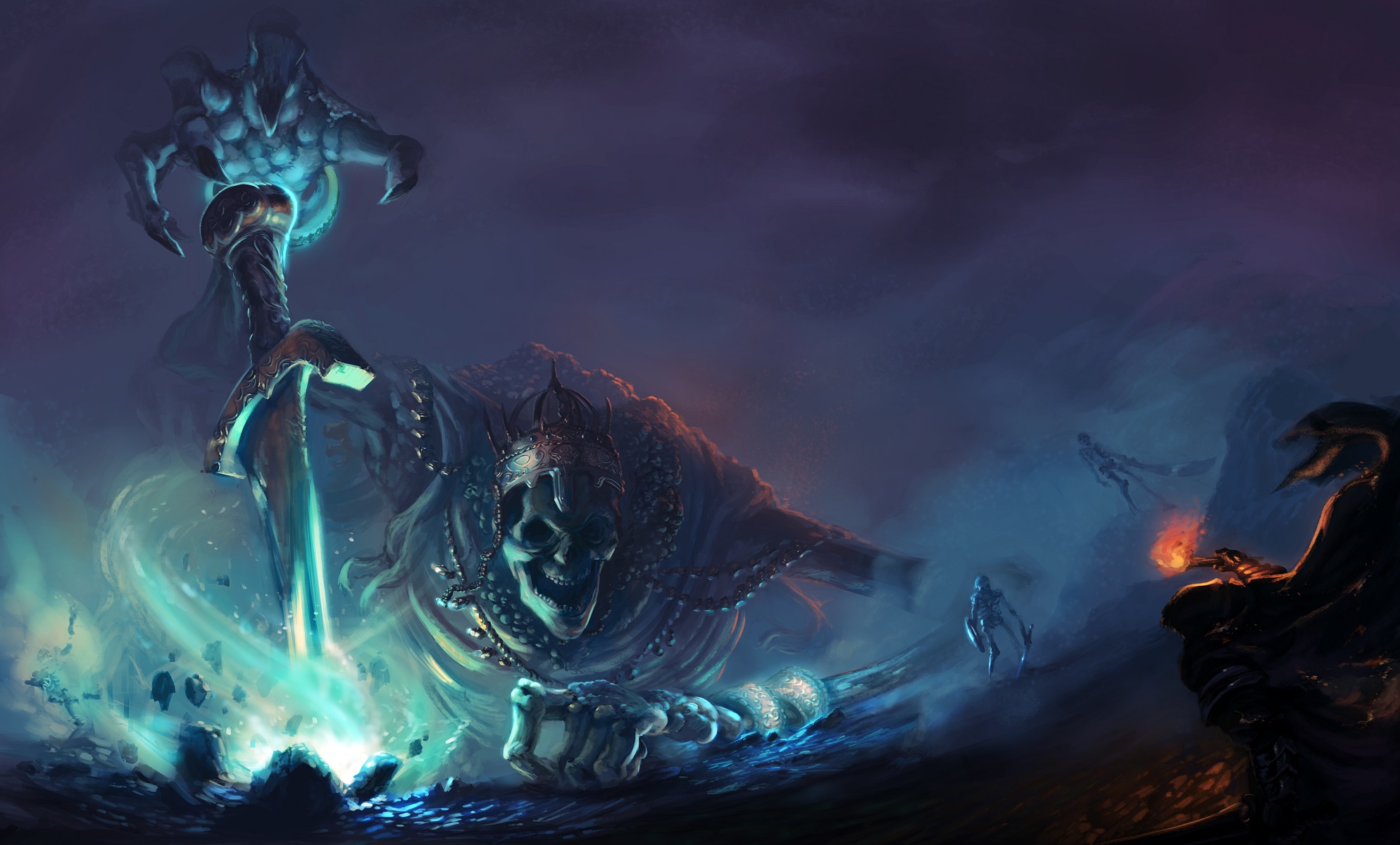 General 1988x1200 High Lord Wolnir Dark Souls Dark Souls III artwork fantasy art video games blue cyan