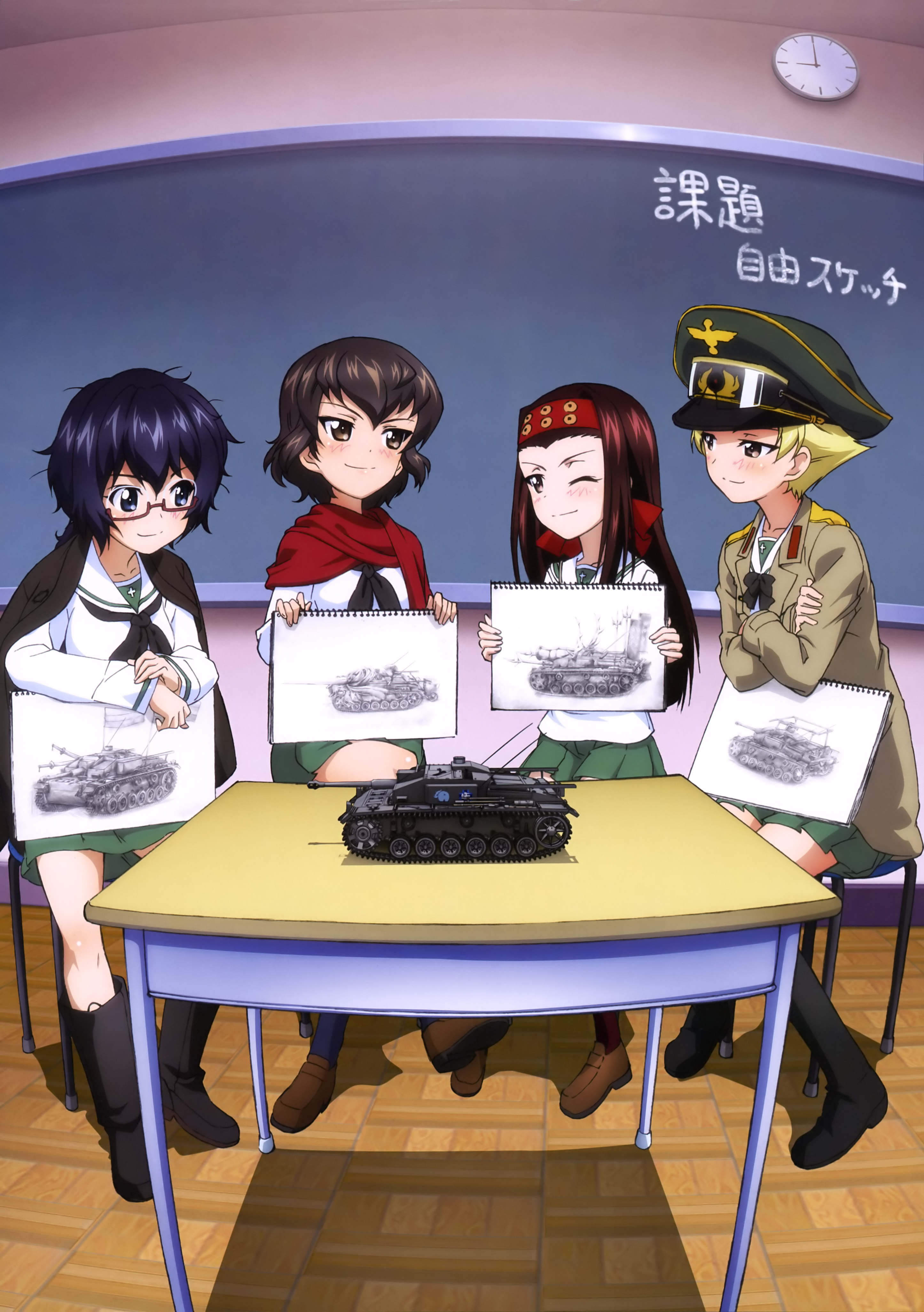 Anime 2890x4103 Girls und Panzer Erwin (Girls und Panzer) Nogami Takeko Kiyomi Sugiyama Caesar (Girls und Panzer)
