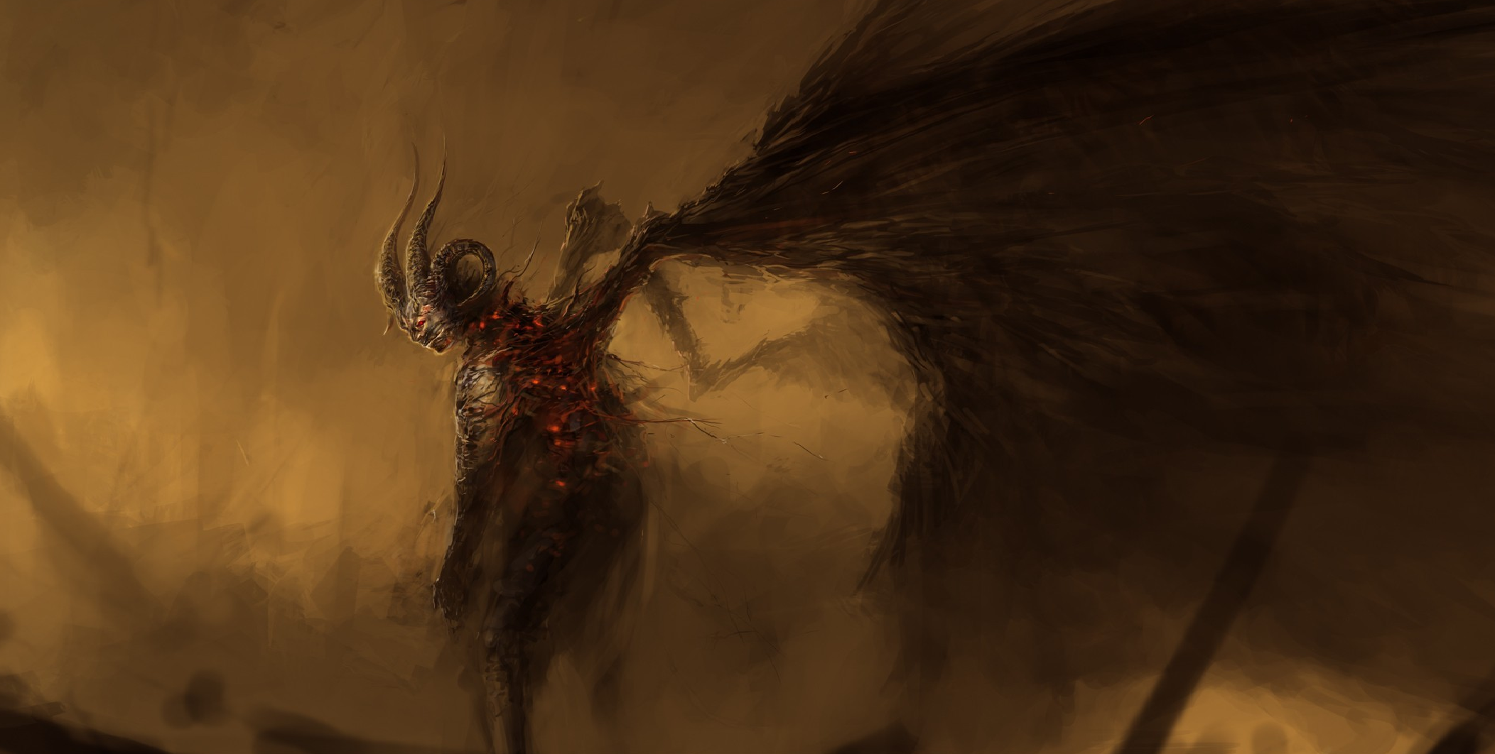 General 2104x1062 creature fantasy art Demon Hunter dark fantasy artwork