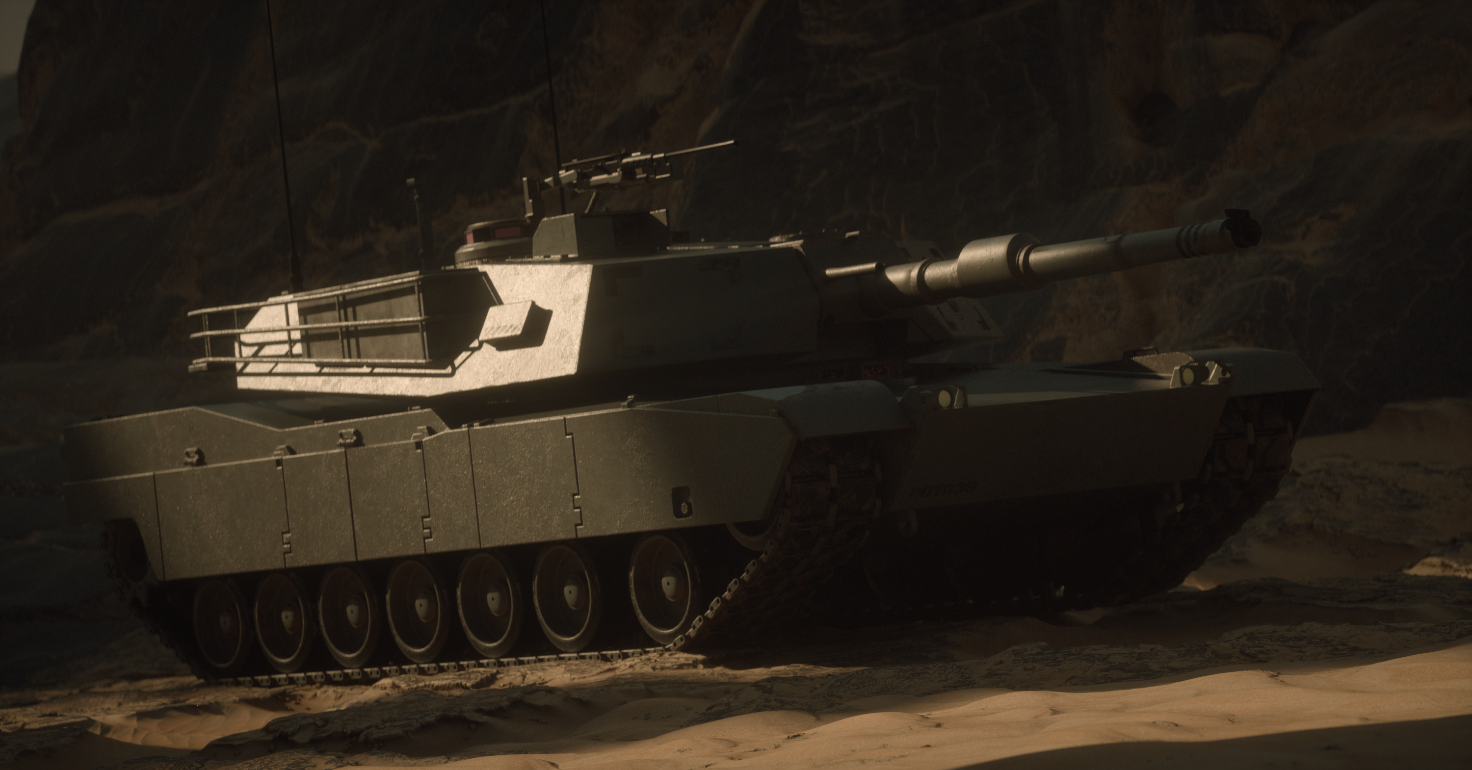 General 3000x1570 tank CGI OctaneRender digital art military desert landscape
