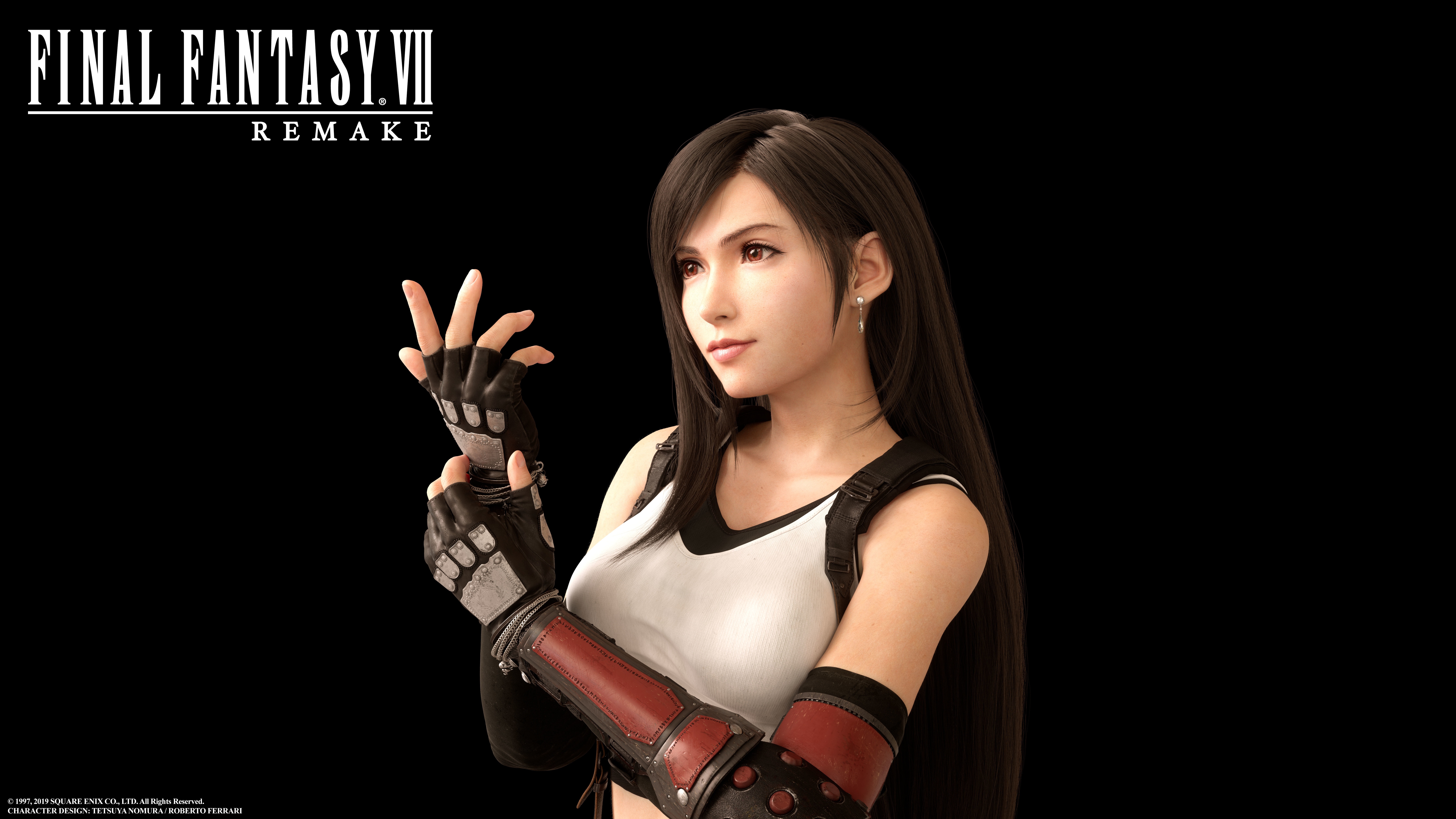 General 8892x5002 Final Fantasy Final Fantasy VII: Remake Tifa Lockhart video games simple background black background women fingerless gloves video game characters Square Enix