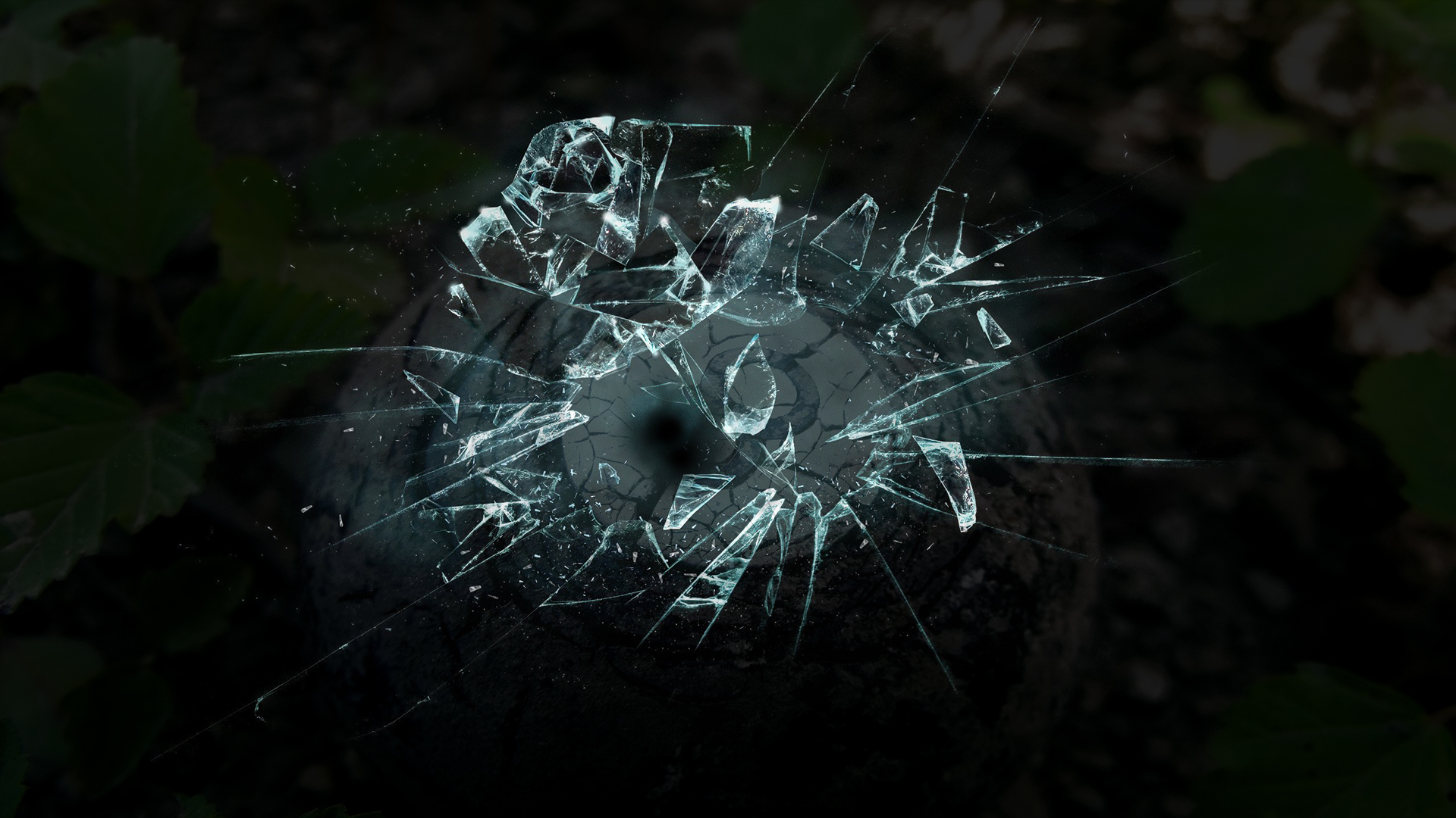 General 1920x1080 broken glass glass digital art 8-ball shattered