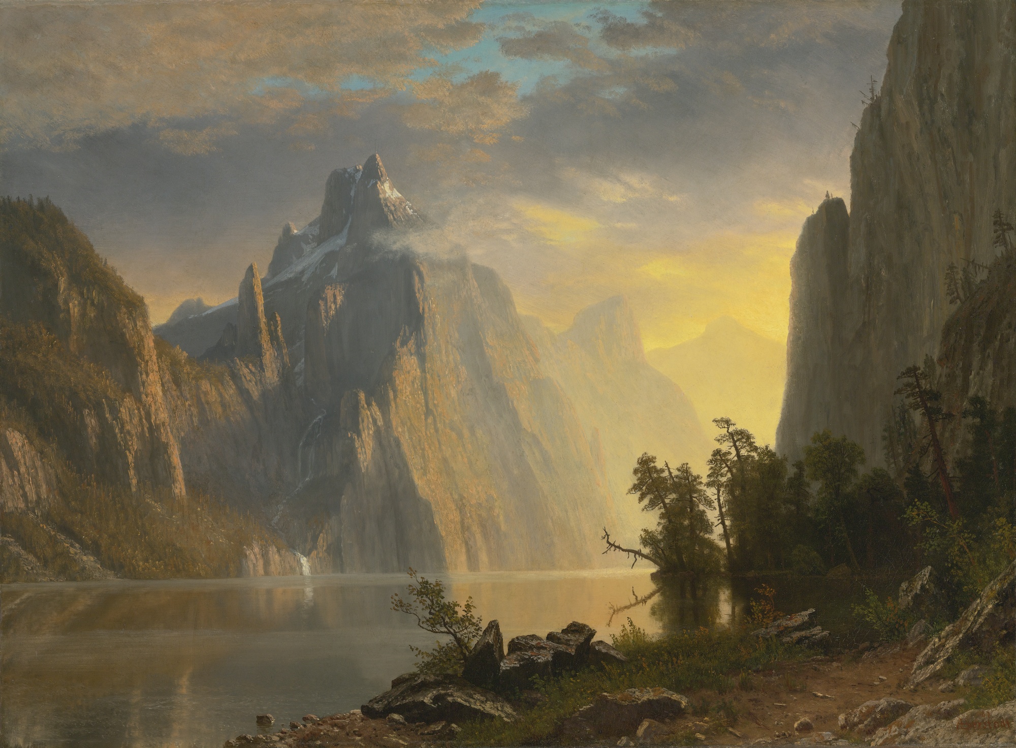General 2000x1472 Albert Bierstadt Lake in the Sierra Nevada classic art painting