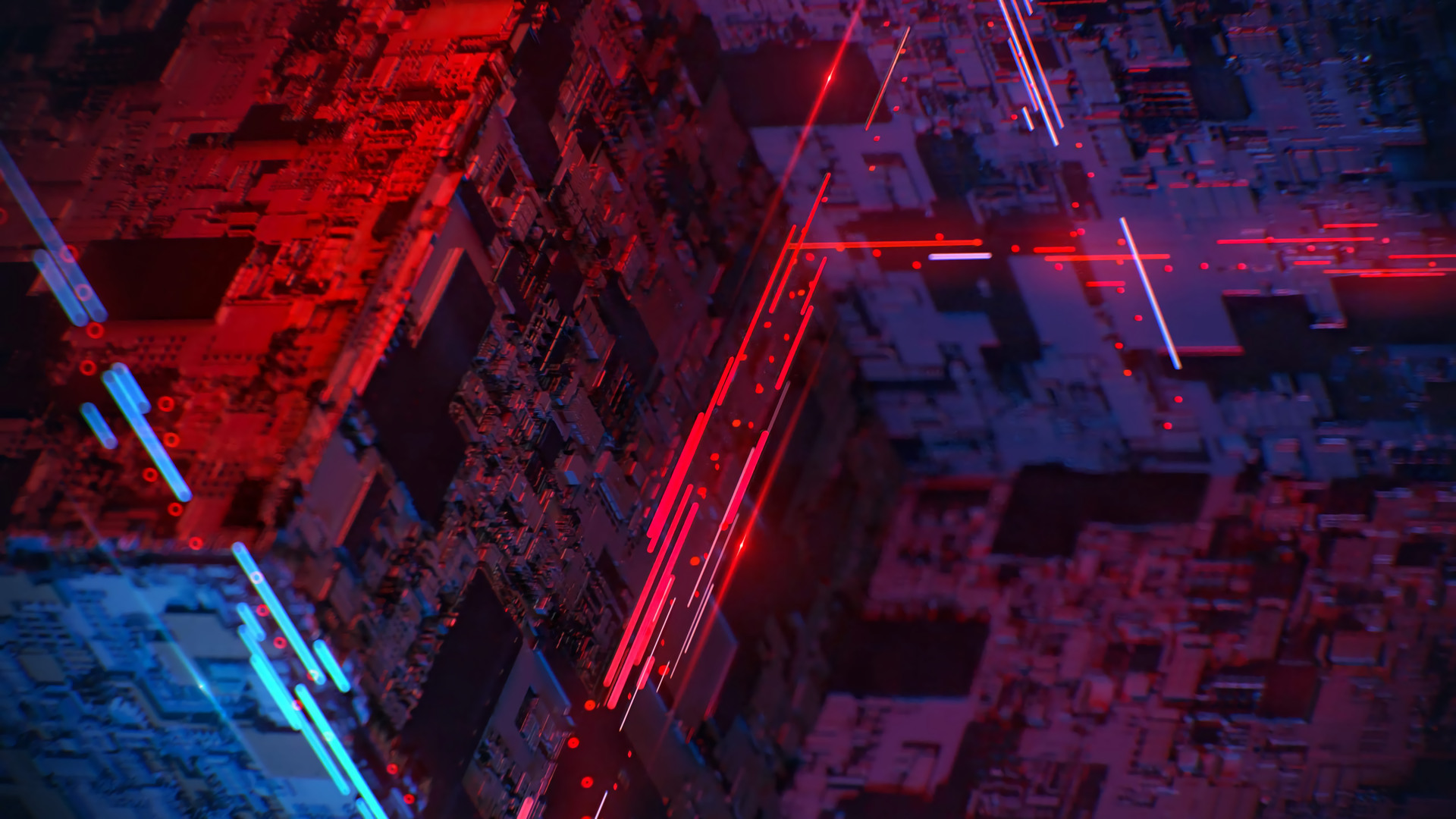 General 1920x1080 cube CGI 3D Abstract digital art abstract 3D Blocks red