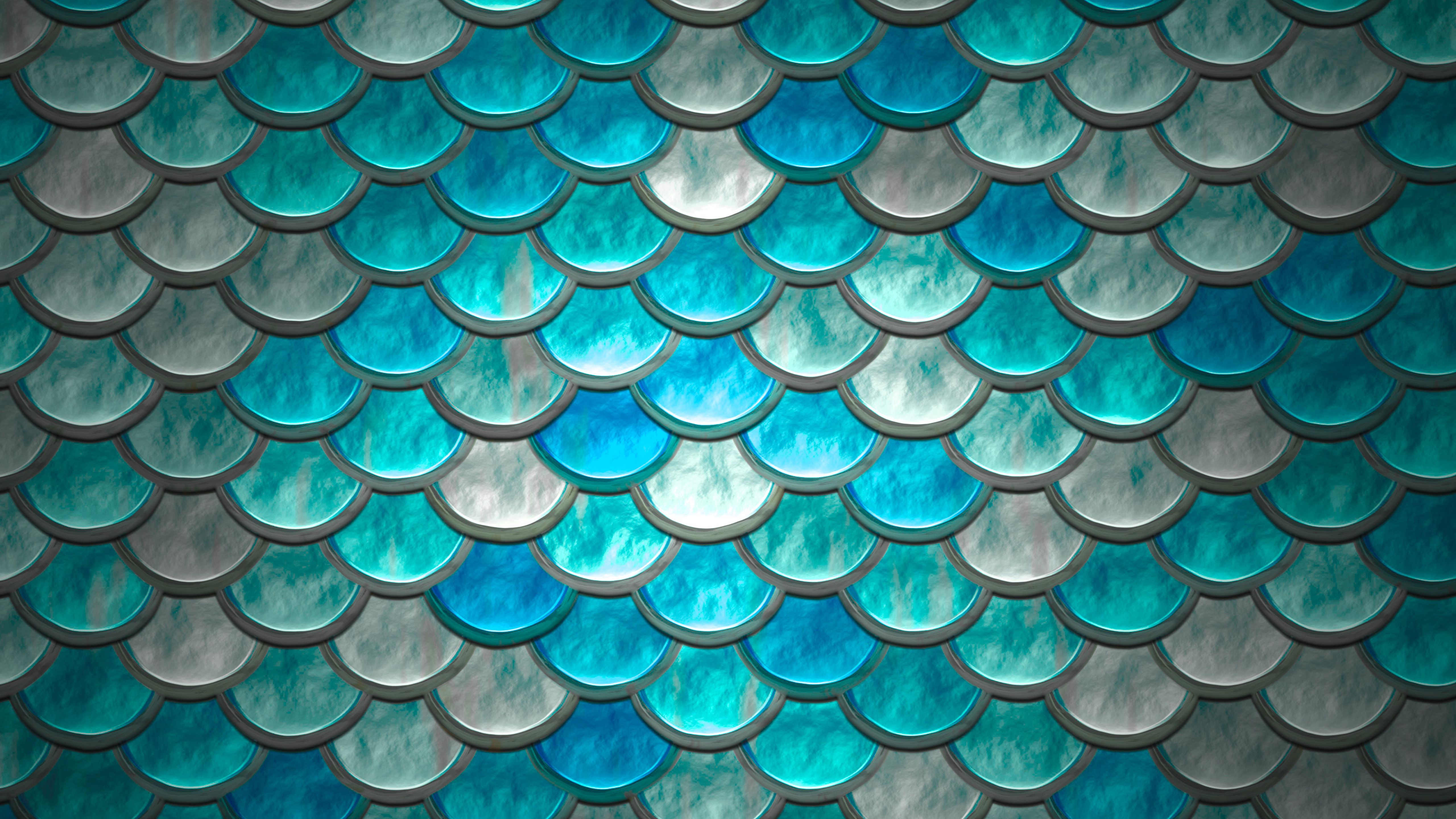 General 5120x2880 abstract mosaic blue turquoise cyan scales pattern