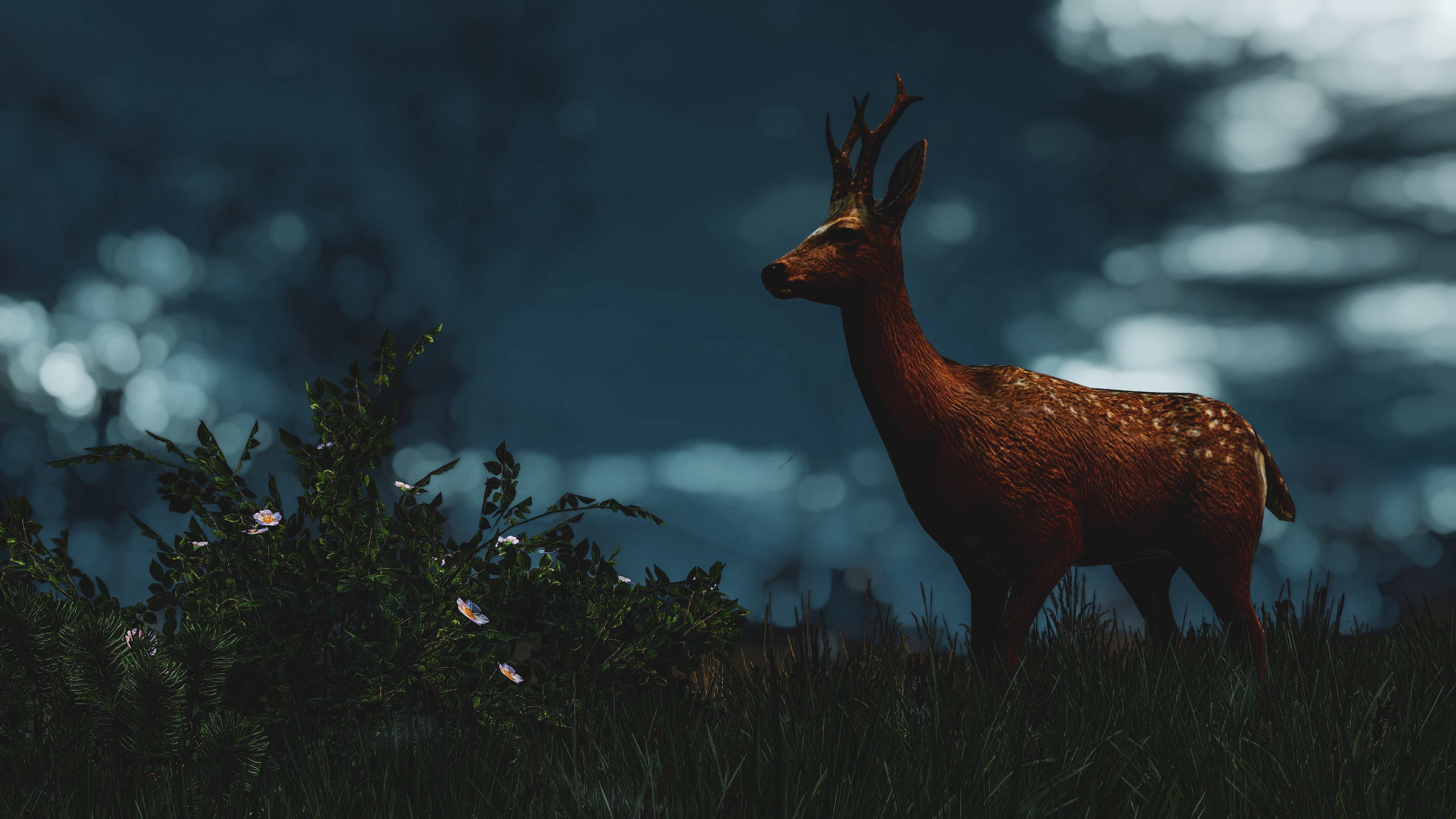 General 3840x2160 The Witcher The Witcher 3: Wild Hunt video game art deer RPG low light digital art video games