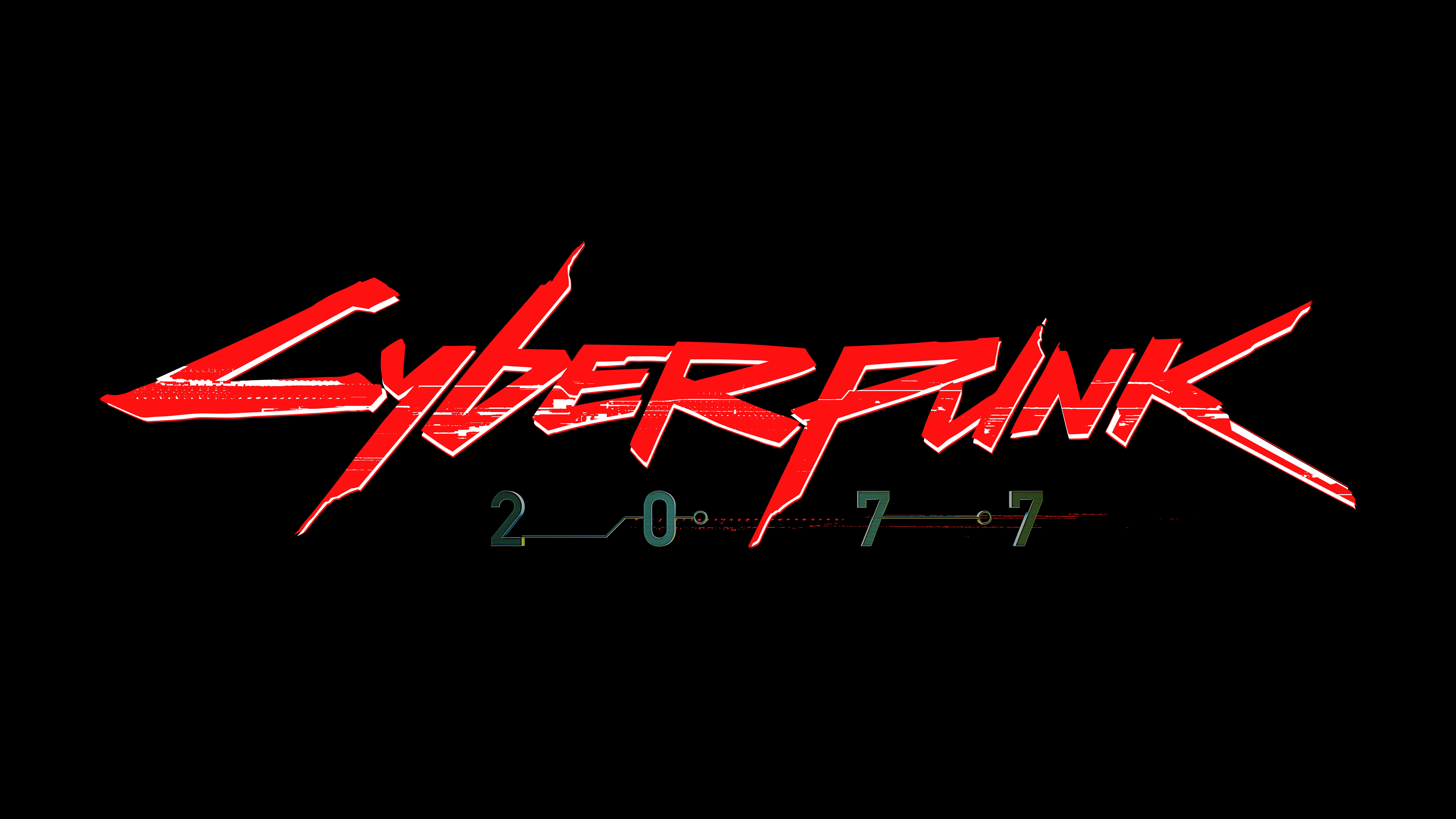 General 7680x4320 cyberpunk Cyberpunk 2077 digital art artwork simple background black background logo typography video games PC gaming