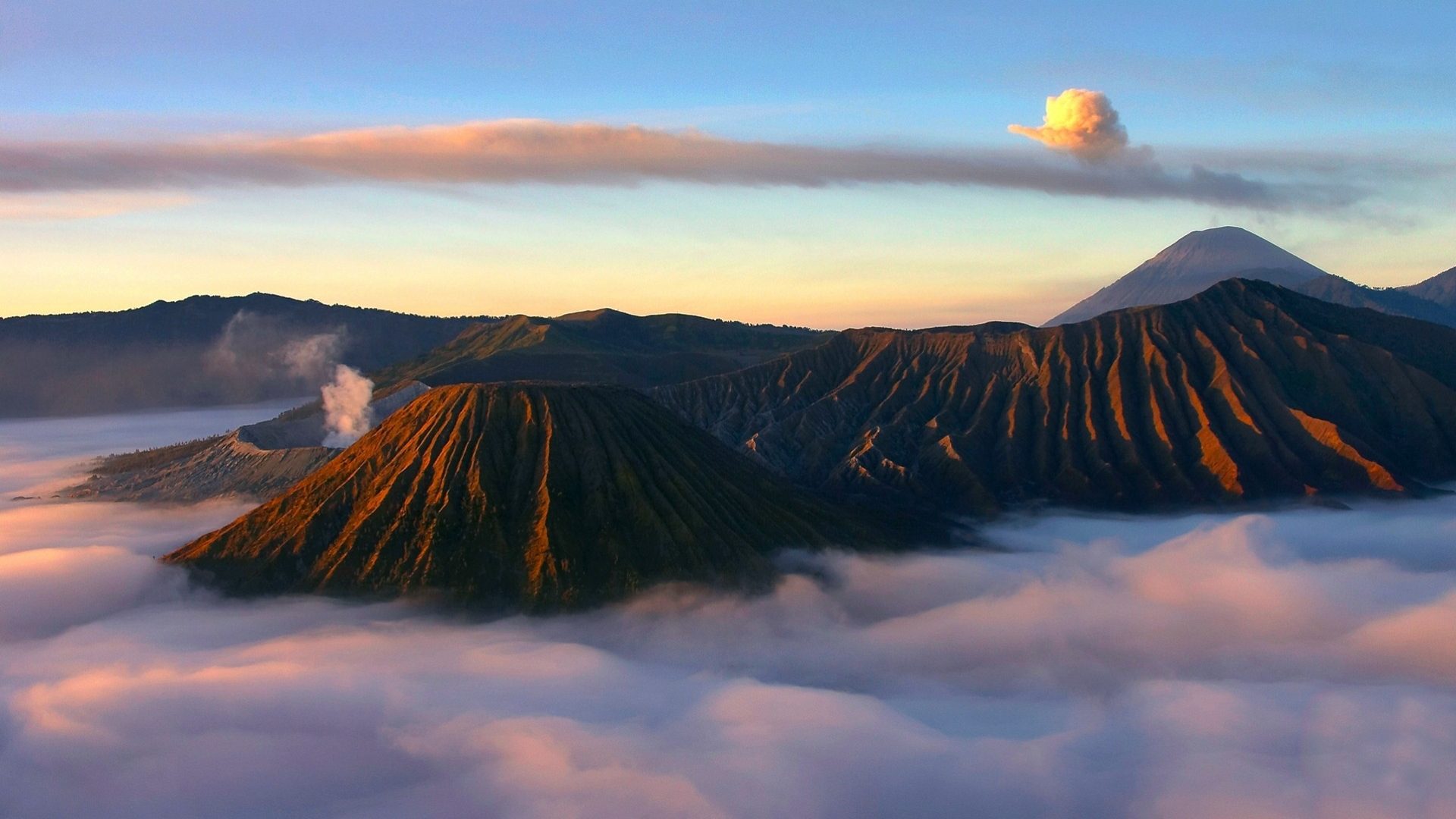 General 1920x1080 volcano clouds landscape nature Mount Bromo Indonesia Java (island)