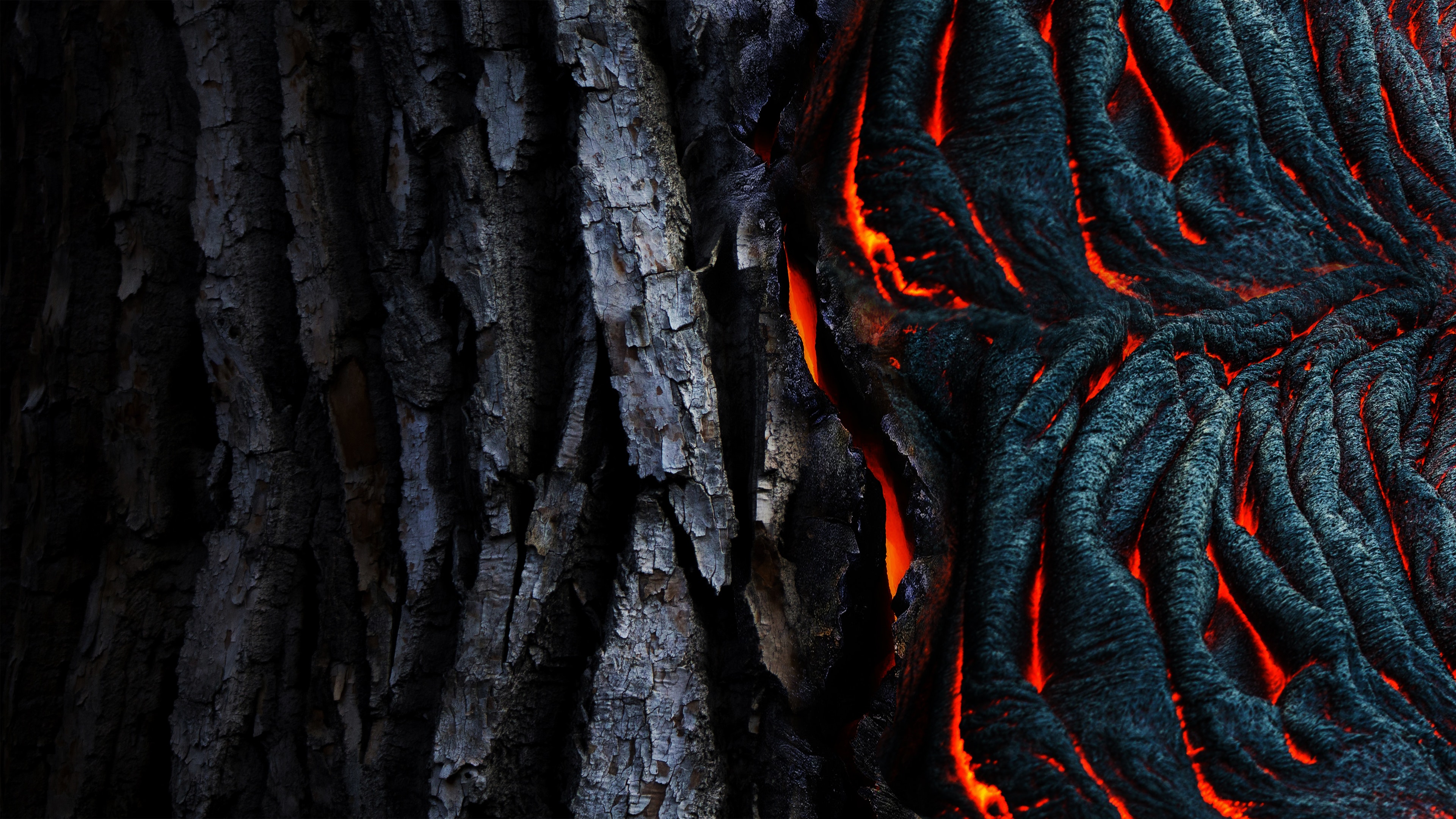 General 3840x2160 abstract lava black texture tree bark