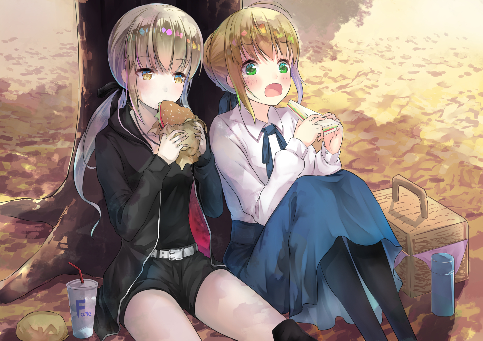 Anime 2046x1447 Fate series Fate/Stay Night fate/stay night: heaven's feel 2D small boobs anime girls eating ahoge Fate/Grand Order anime anime girls