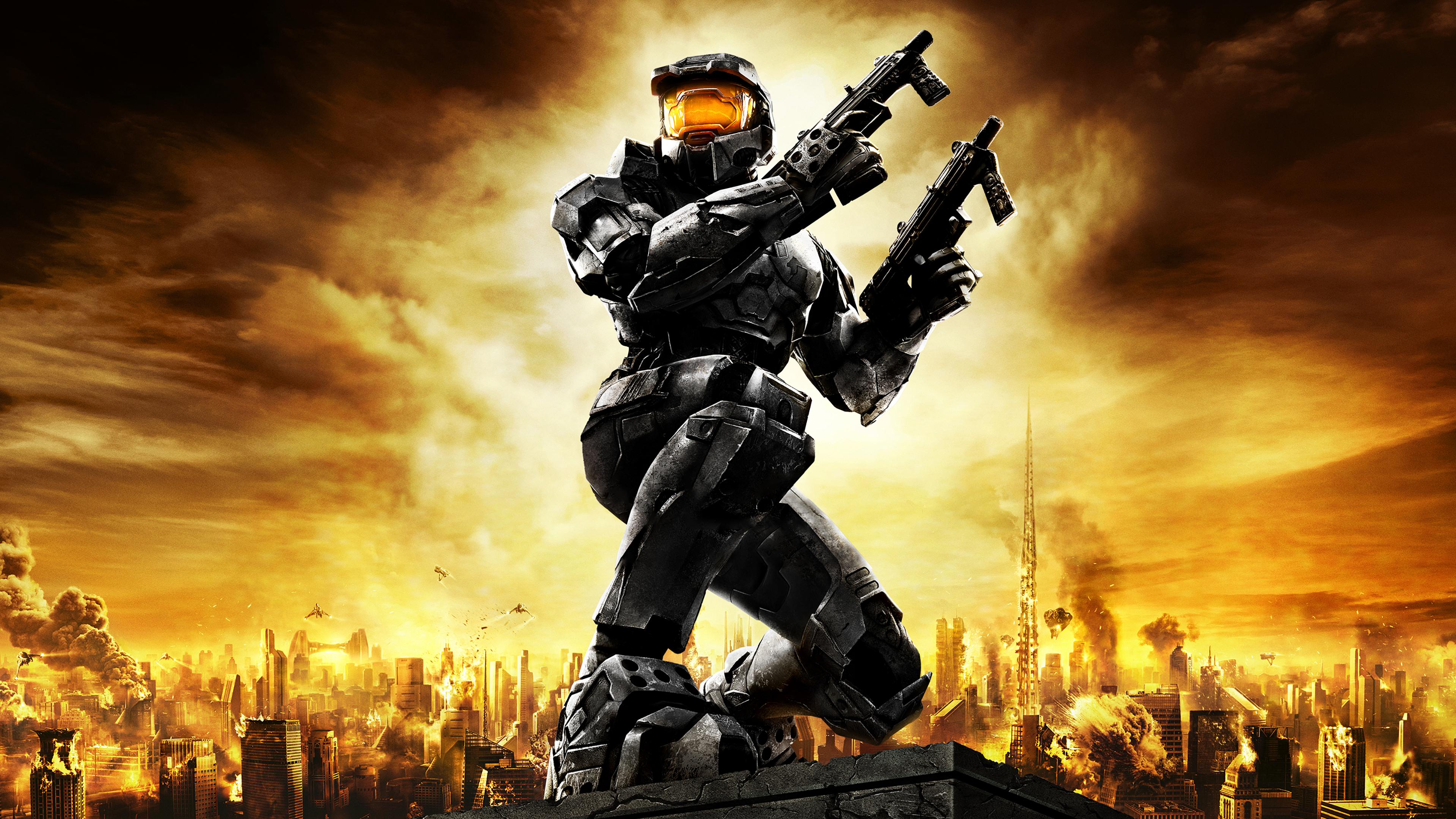 General 3840x2160 Xbox Game Studios Halo (game) science fiction video games video game art Master Chief (Halo) fire burning explosion video game characters