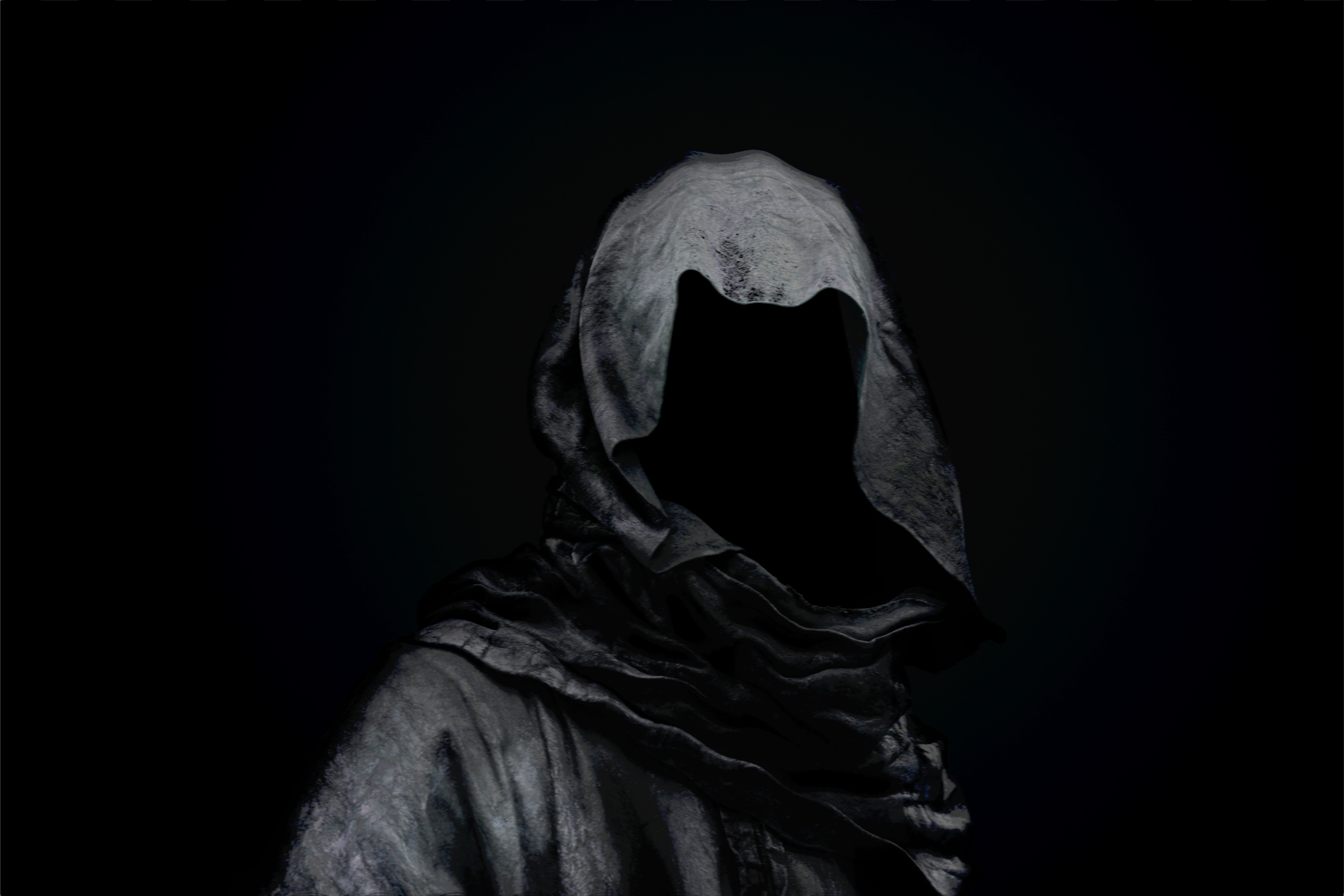 General 5616x3744 faceless dark hoods artwork simple background warrior