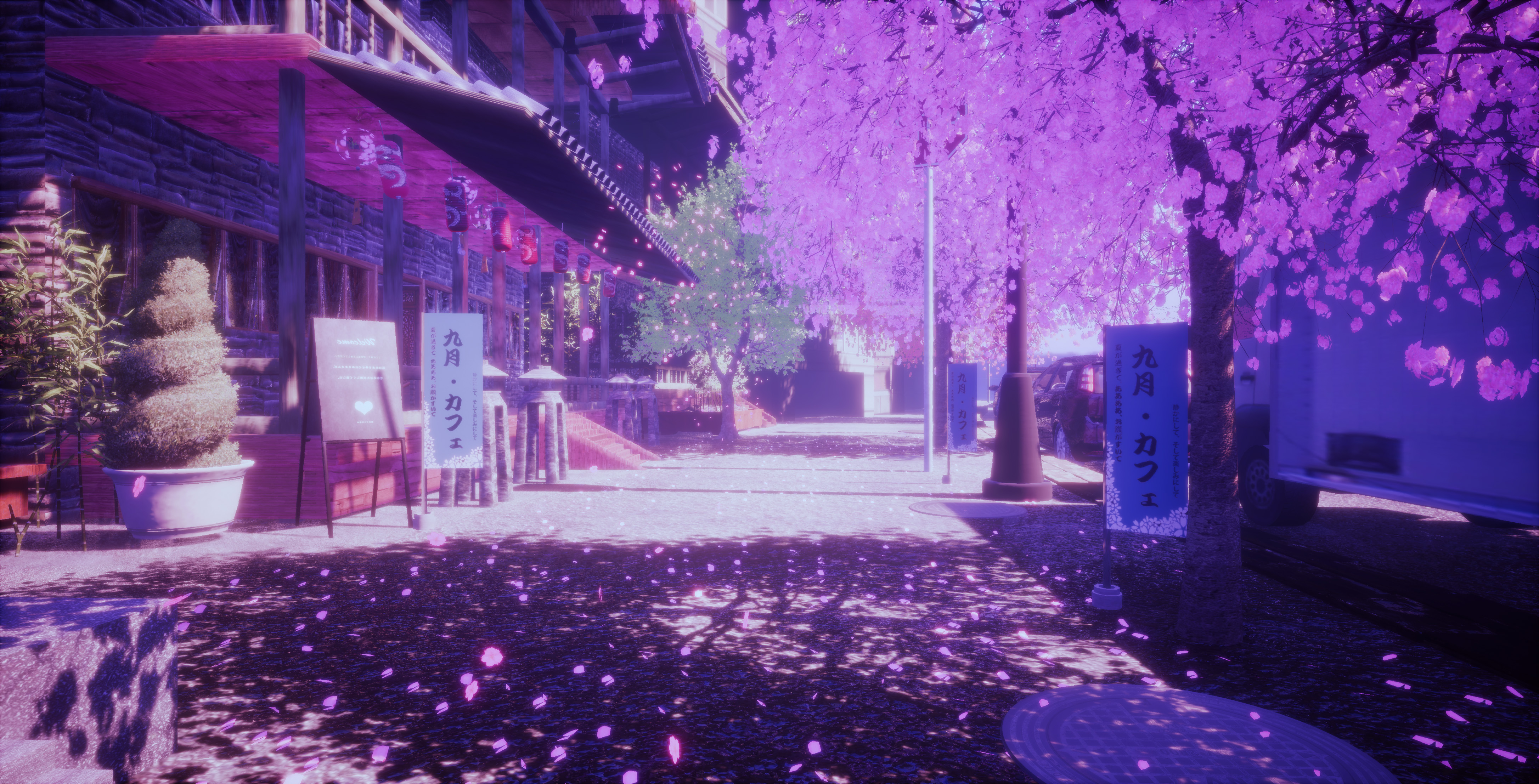 Anime 4344x2214 anime Japan landscape cherry blossom