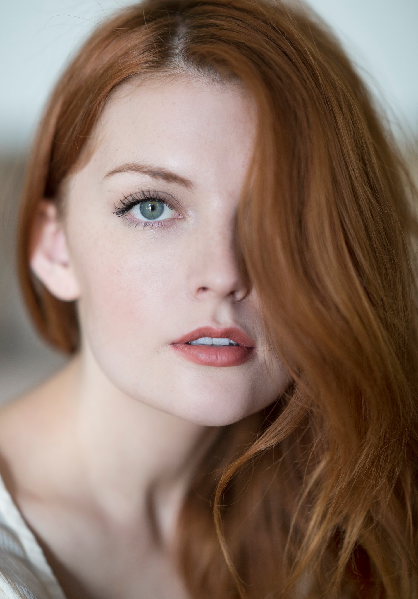 People 1429x2048 Elyse DuFour women actress redhead blue eyes face long hair