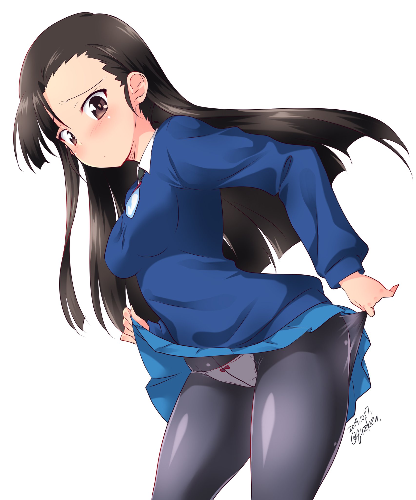 Anime 1706x2048 anime anime girls brunette pants panties long hair ecchi